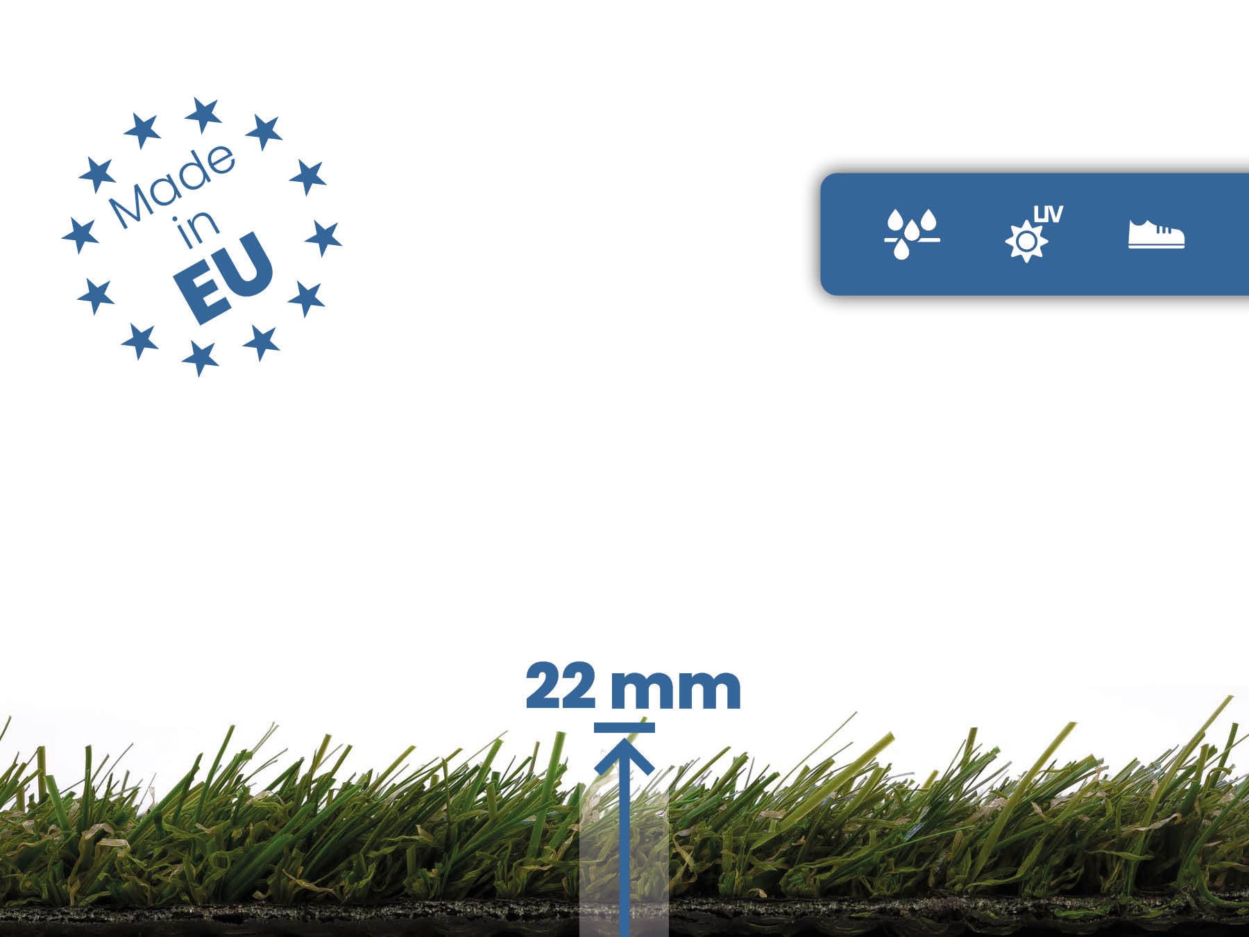 Primaflor-Ideen in Textil Gazon synthétique »COLORADO« Rectangulaire 30 mm Höhe natürliche Optik, mit Drainagefunktion, ideal für Balkon & Terrasse