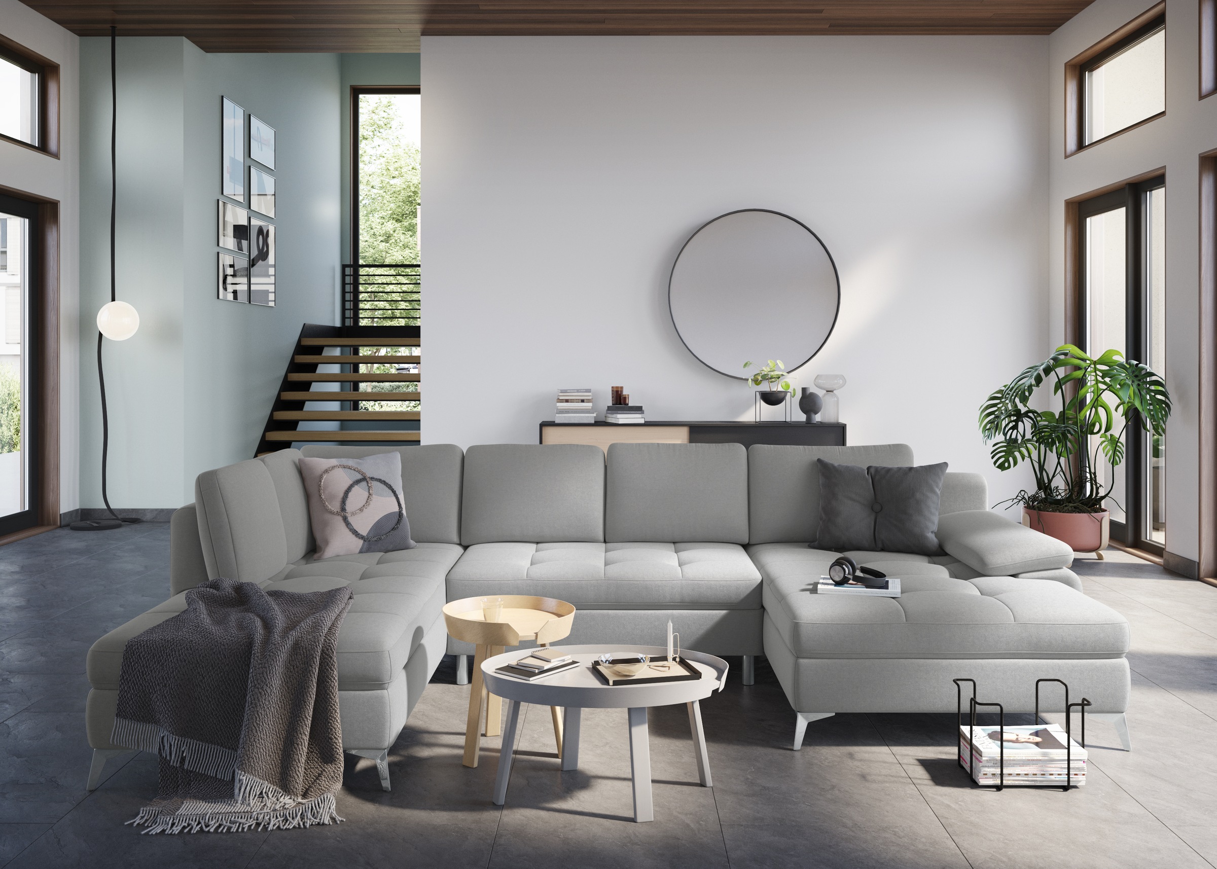 sit&more Wohnlandschaft »Latigo U-Form«, mit Recamiere, wahlweise mit Bettfunktion und Bettkasten
