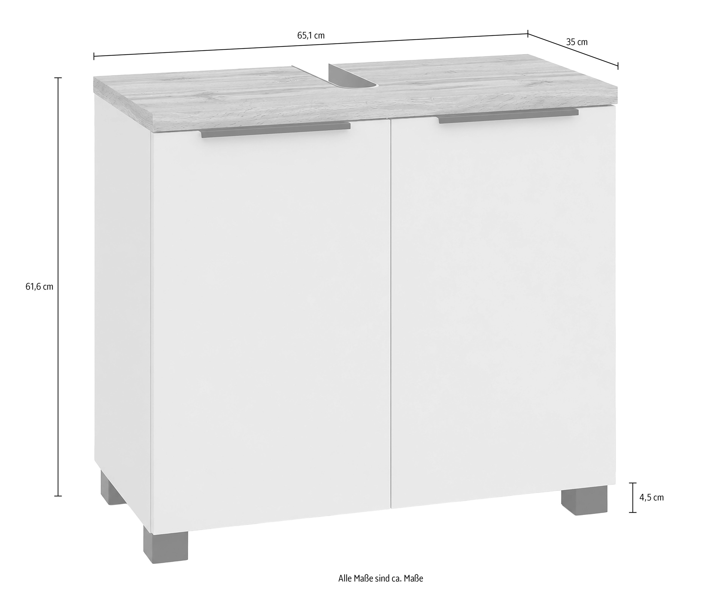 Schildmeyer Waschbeckenunterschrank »Saga, mit fühlbarer Holzstruktur, Breite 65 cm, Made in Germany« 1 Stk. tlg. Eiche Landhaus Dekor mit fühlbarer Struktur, Made in Germany