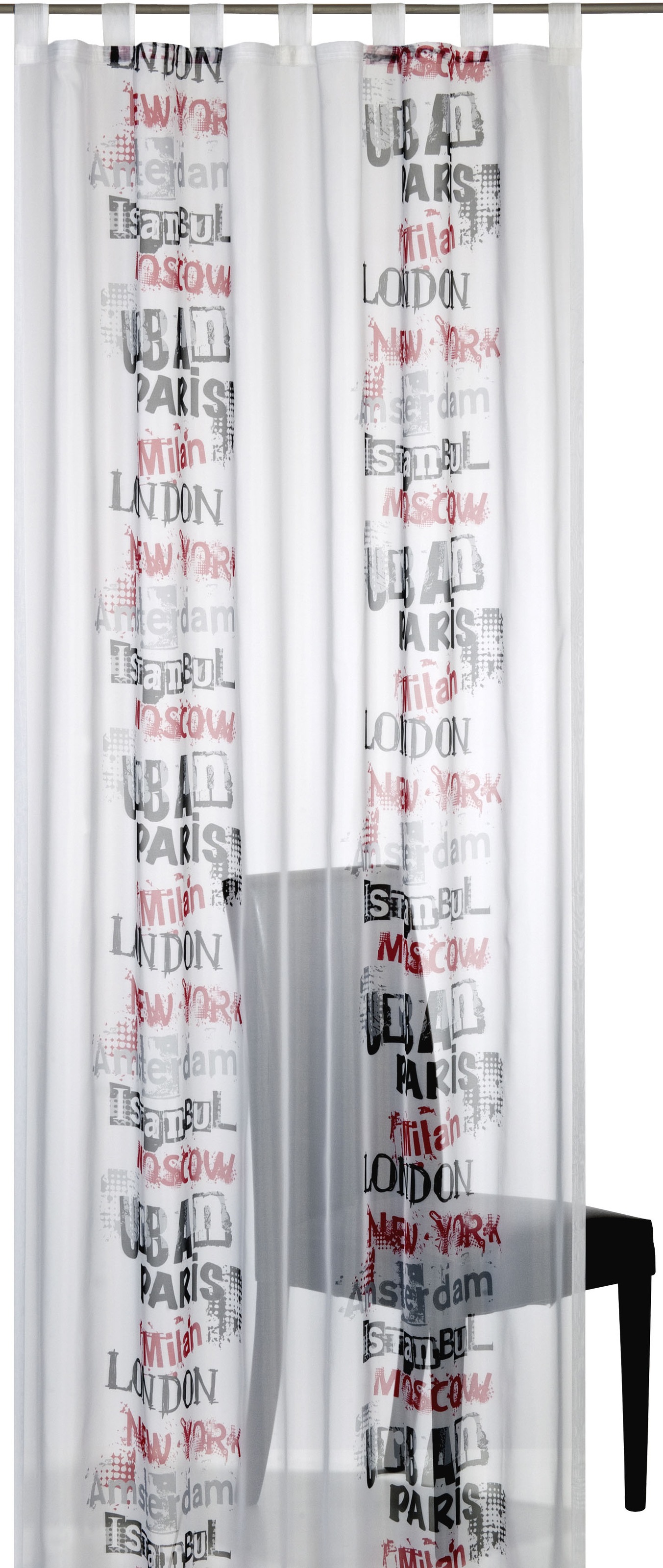 Image of ELBERSDRUCKE Gardine »Underground«, (1 St.), Ösenschal Underground 04 schwarz-weiss-rot 245x140 cm halbtransparent bei Ackermann Versand Schweiz