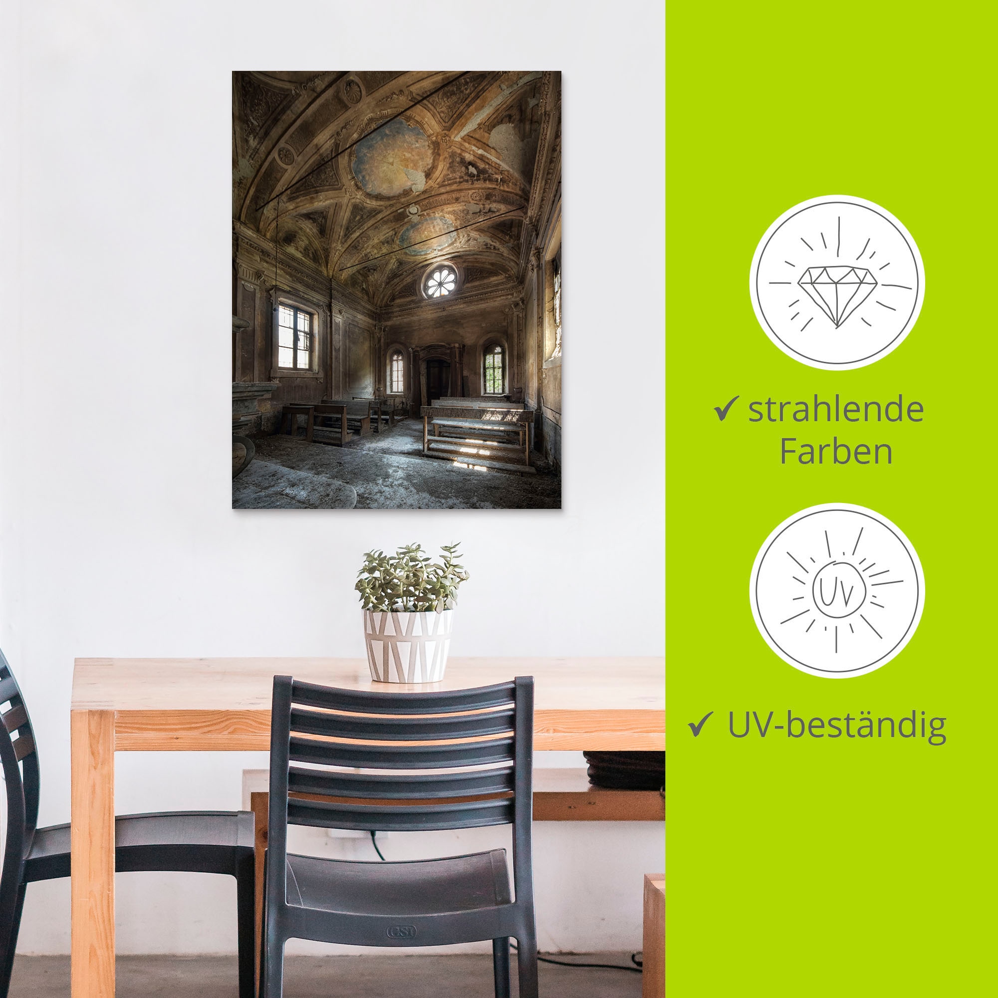 Artland Wandbild »Lost Place Alte Kirche Architektur« Gebäude 1 Stk. tlg. als Alubild, Leinwandbild in verschied. Grössen