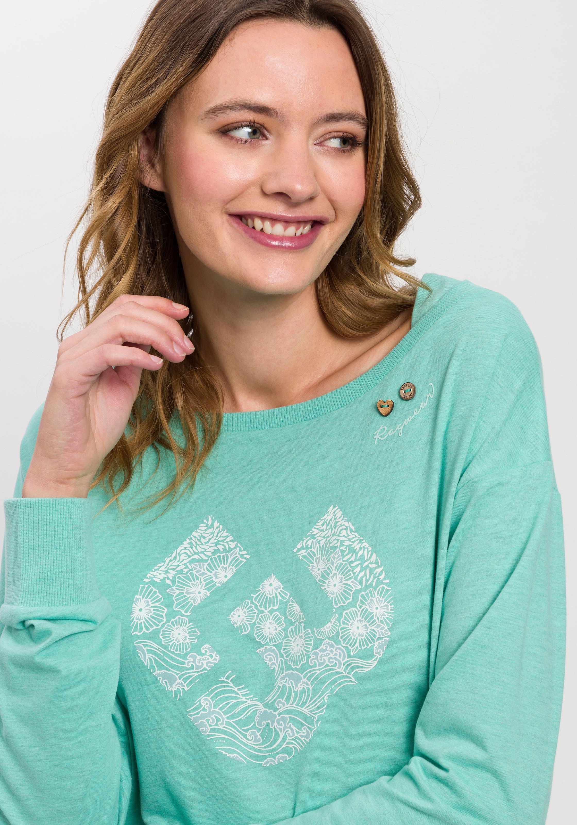 auf ♕ Sweat FRONTPRINT schönem versandkostenfrei Ragwear Frontprint Sweater mit »RAG O«, NEREA