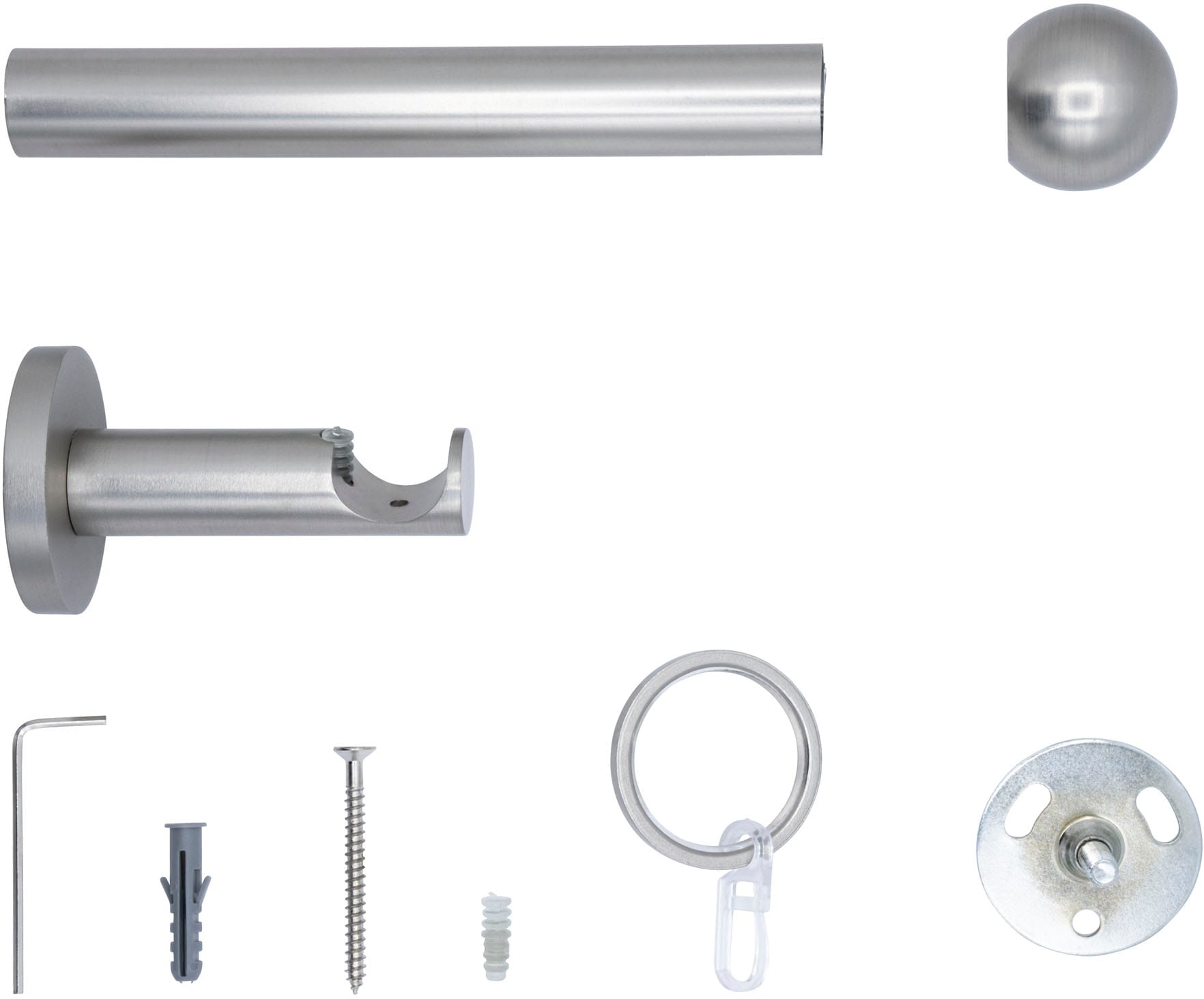 mydeco Gardinenstange »20mm Ball Wandträger 6,5 cm«, 1 läufig-läufig, Fixmass