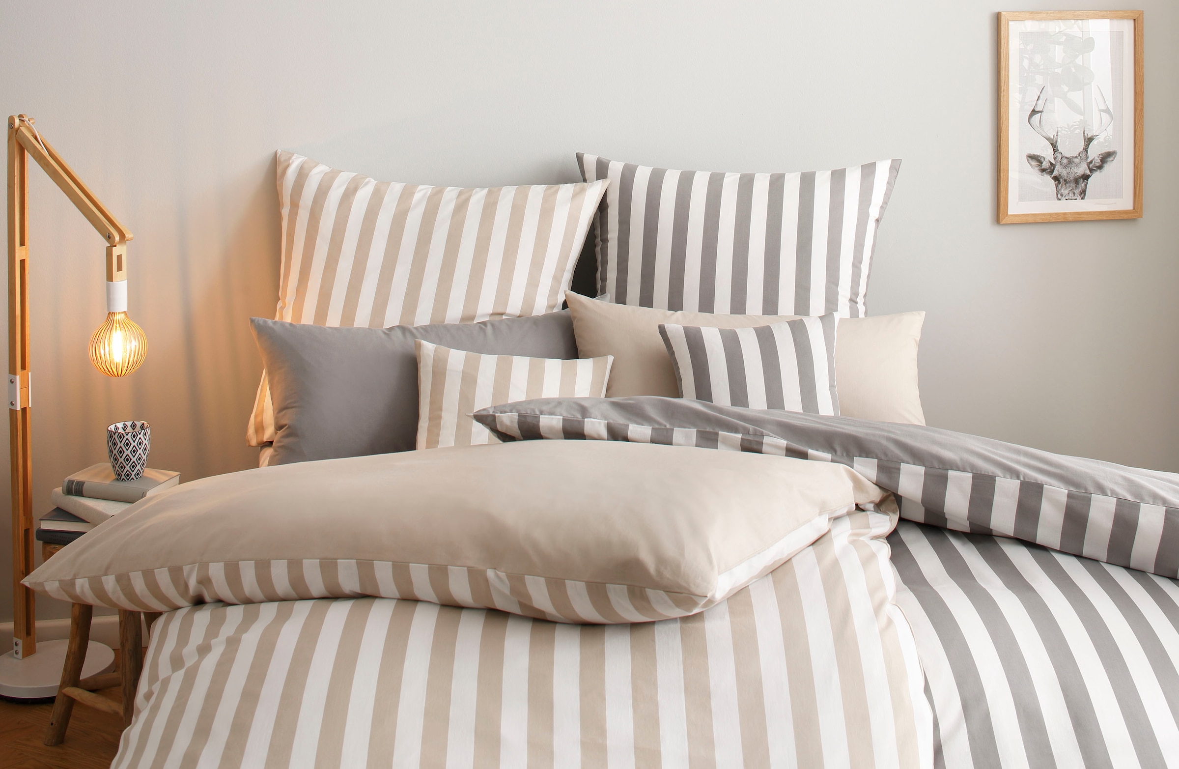 andas Kissenbezug »Greta«, (2 St.), in Renforcé Qualität aus 100% Baumwolle, mit Reissverschluss, Kissenhülle nach STANDARD 100 by OEKO-TEX® und Made in Green zertifiziert, unterstützt die Initiative Cotton made in Africa