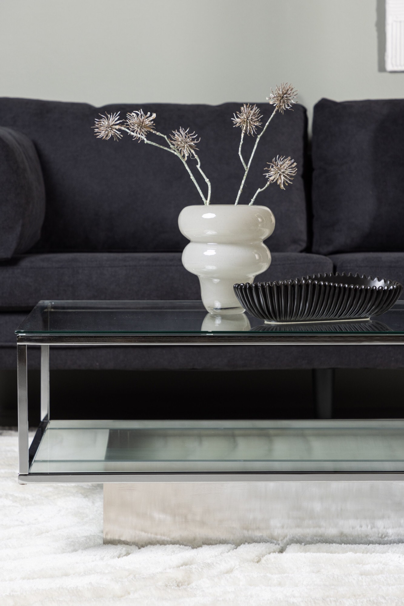 Venture Home Couchtisch »Maglehem, rechteckiger Couchtisch mit Glasplatte, 130 × 60 cm« Sofatisch, Glas, Stahl, schlank, modern, edel