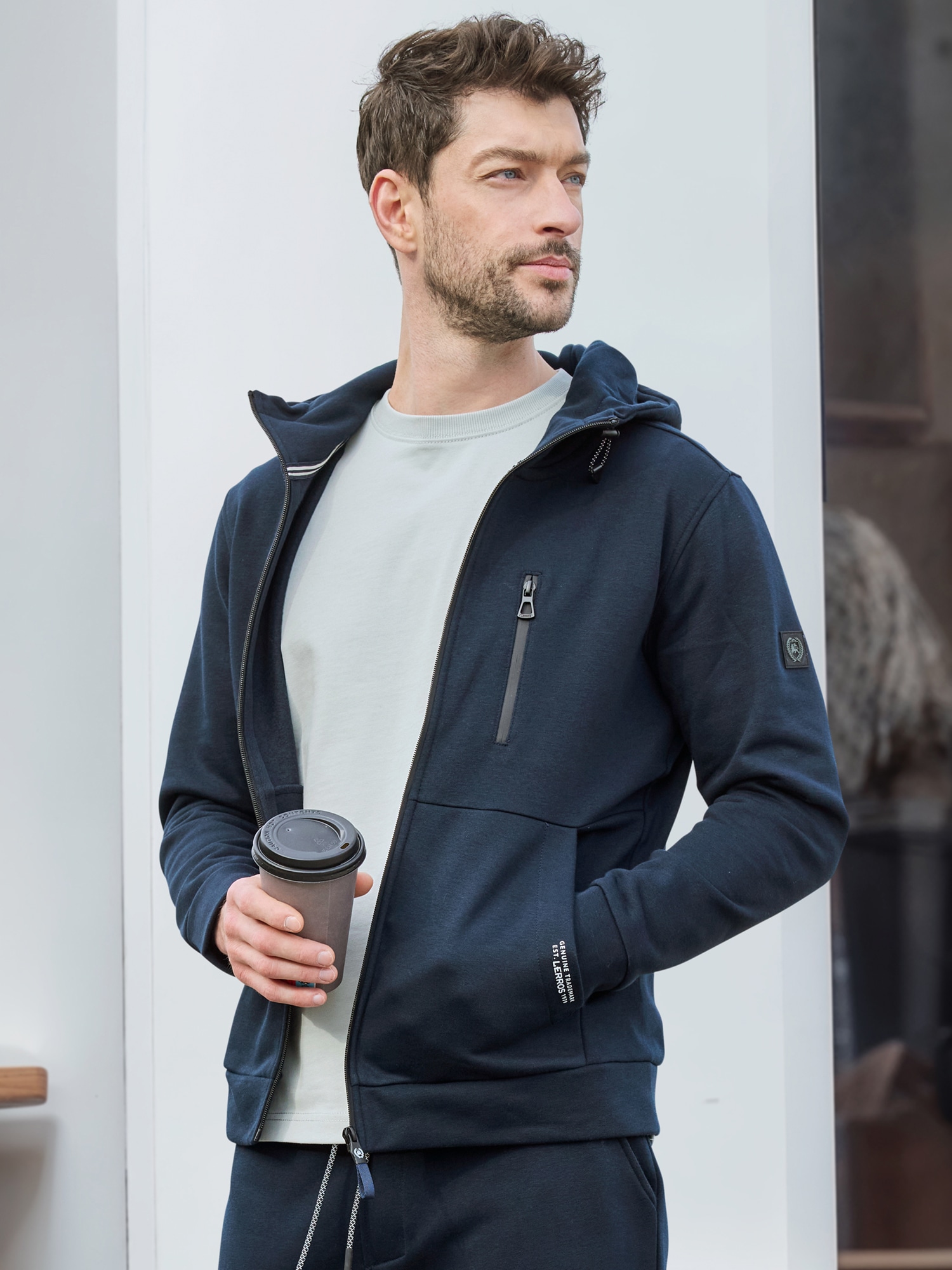Image of LERROS Kapuzensweatjacke "Sweatjacke im Hoodie-Look aus Mischgewebe"