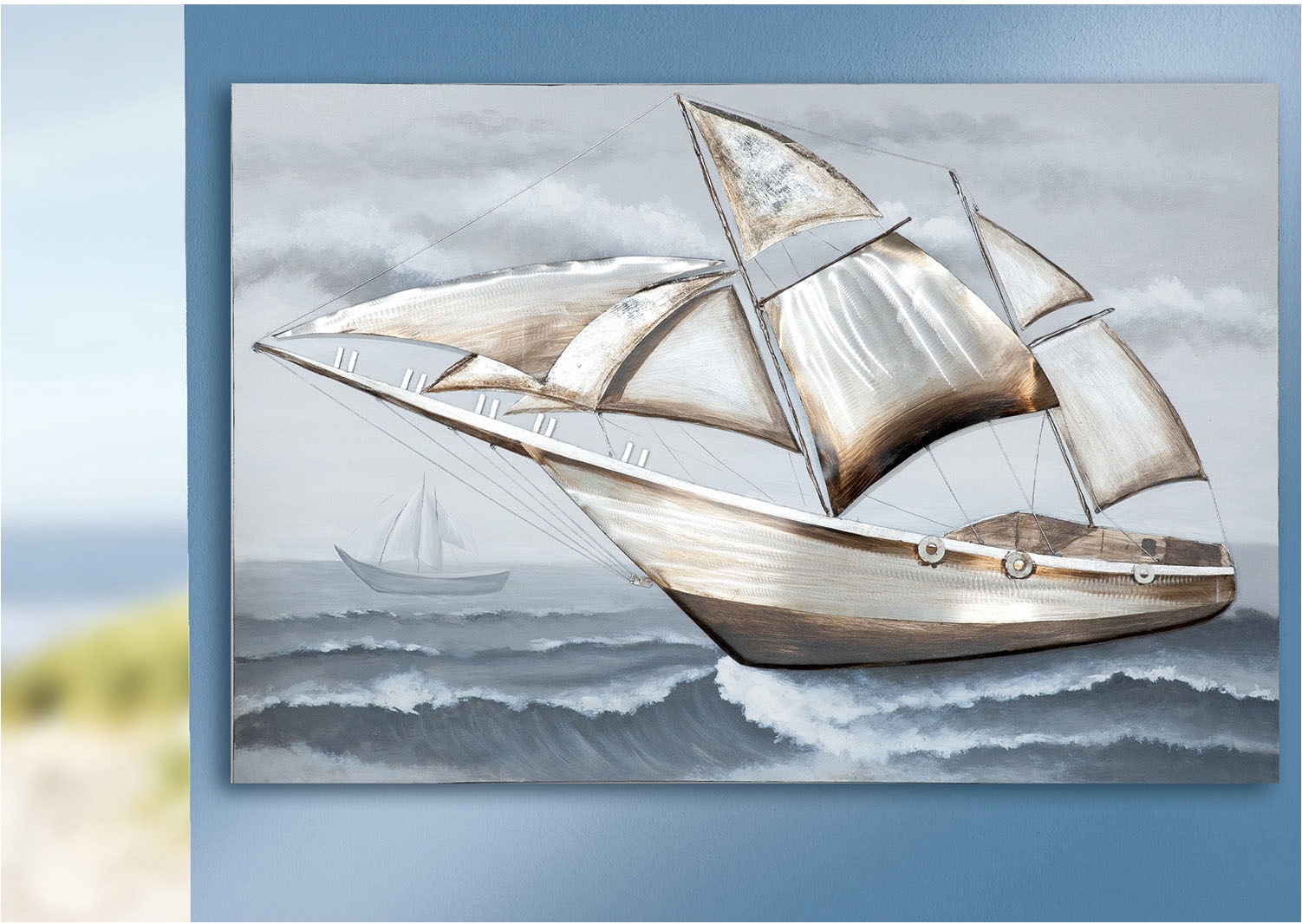 GILDE Tableau en bois »Bild rechteckig Segelboot« 1 cuis tlg.