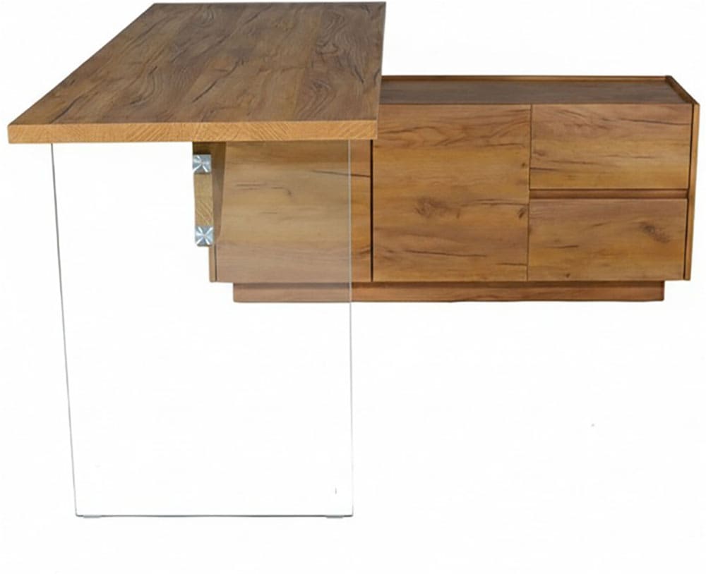 Jahnke Bureau d'angle »LUX C 160 E« bureau d'angle, montable des deux côtés, verre, 2 compartiments + 2 tiroirs
