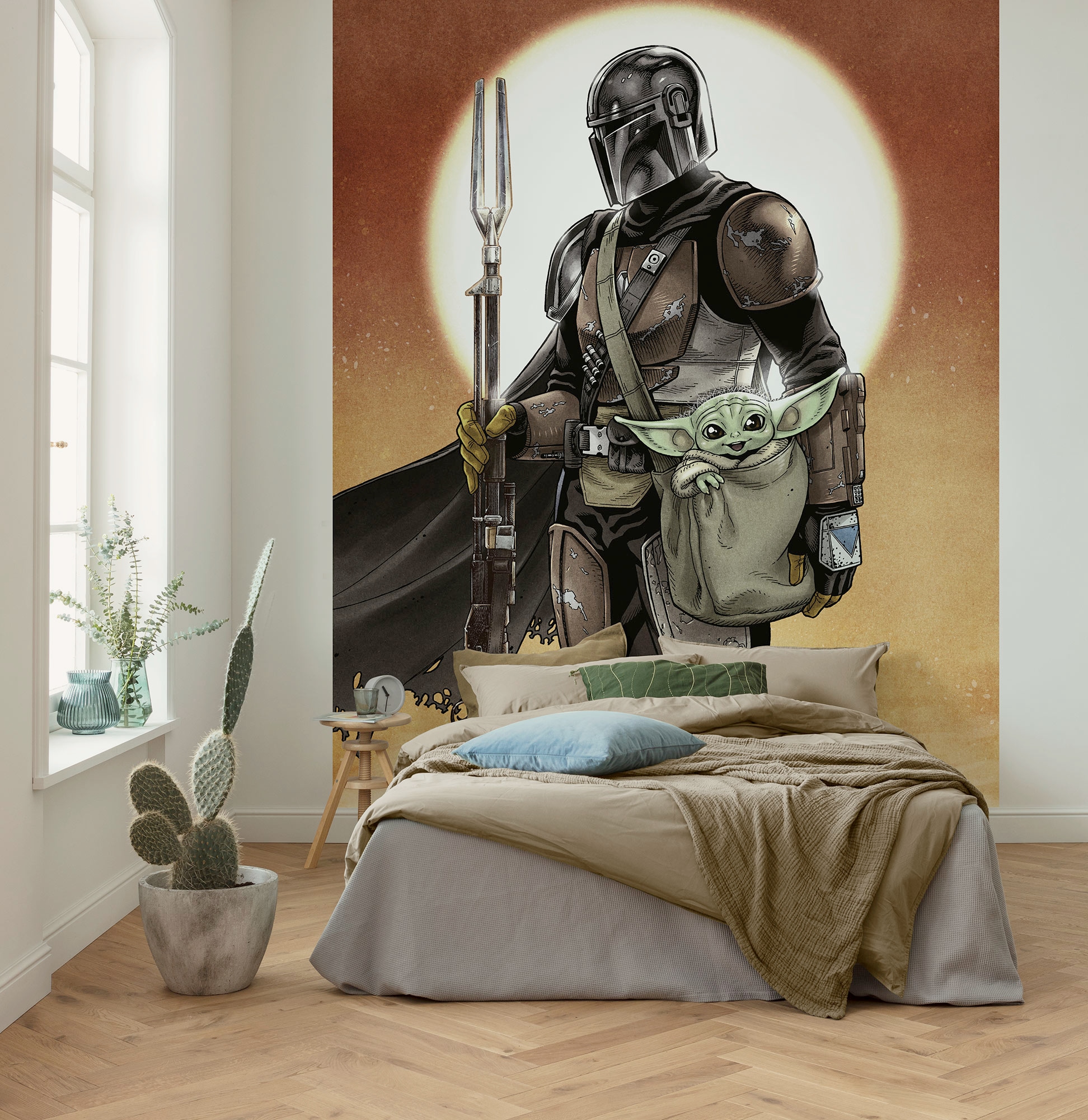 Image of Komar Kindertapete "Star Wars The Mandalorian and Grogu" bedruckt glatt