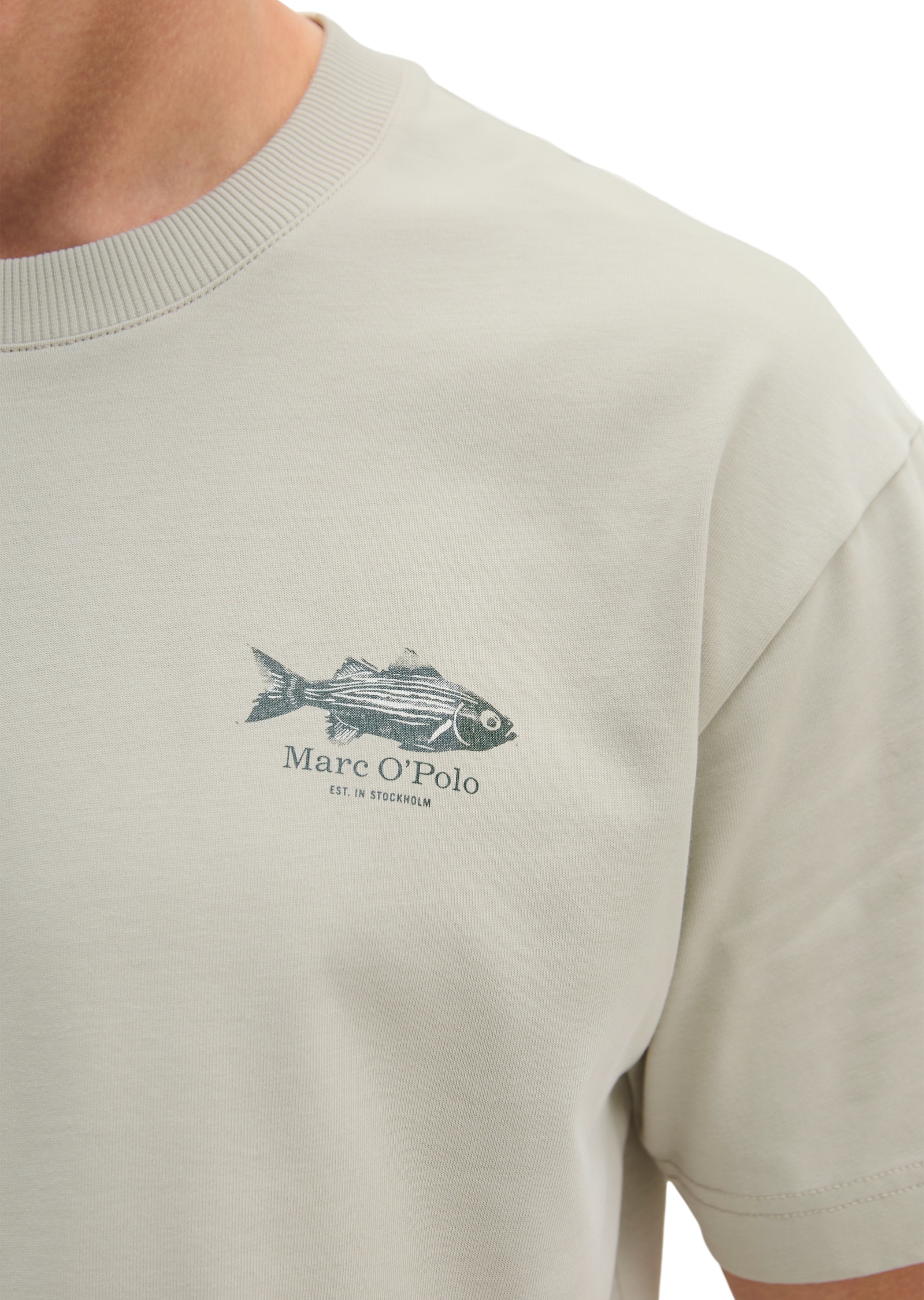 Marc O'Polo T-shirt loose mit Fisch-Rückenprint