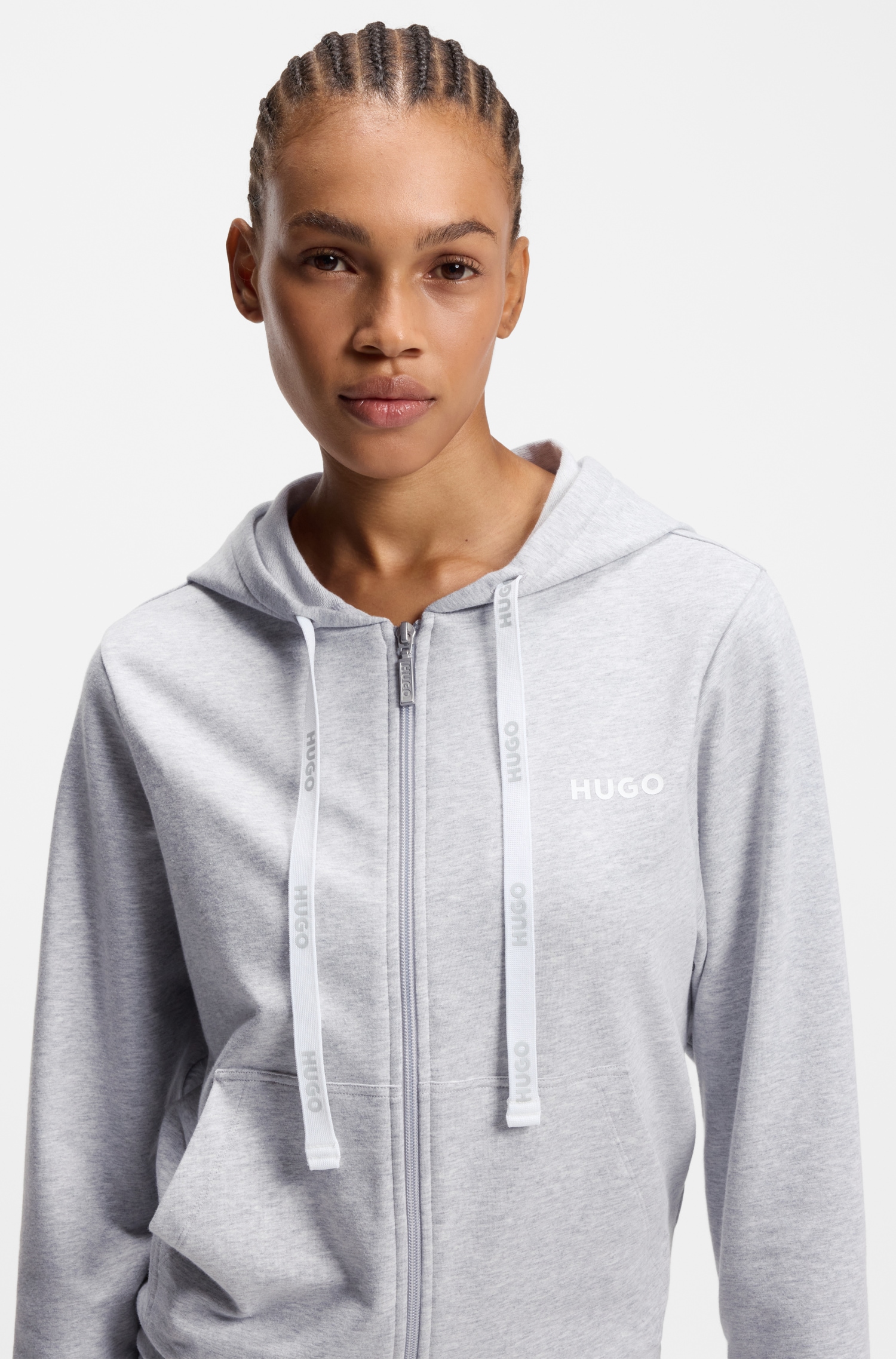 HUGO Underwear Veste sweat Kapuze, Reissverschluss, gerade geschnitten