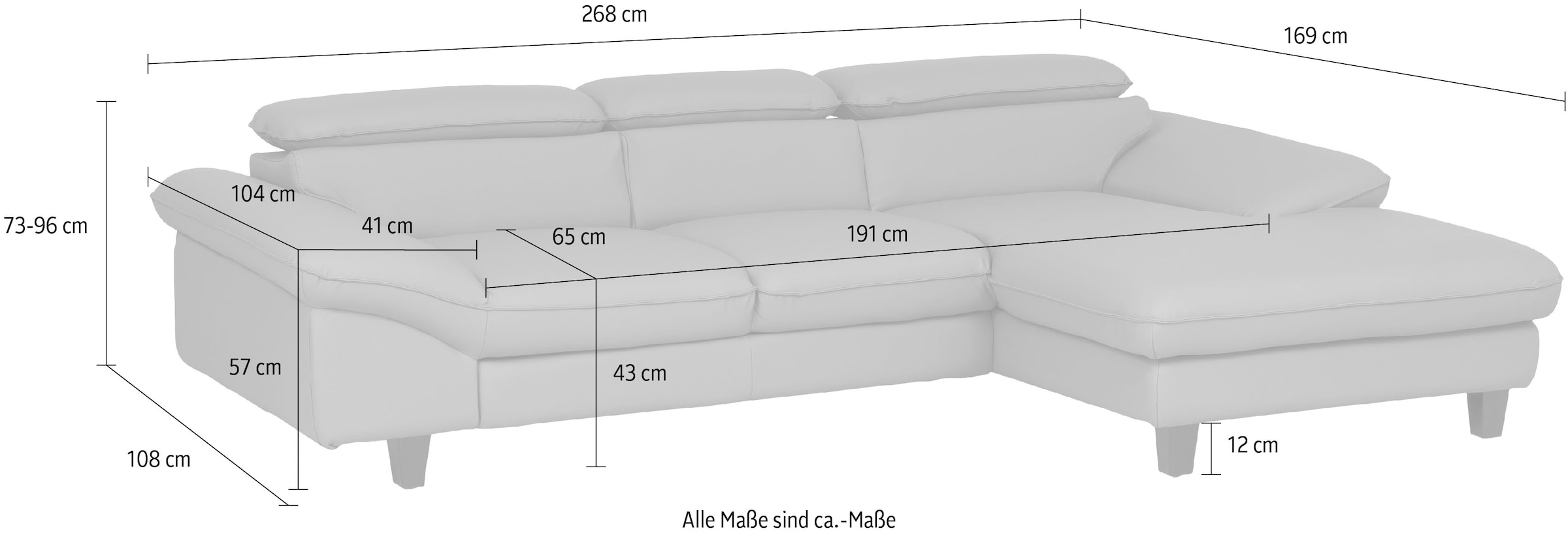 Home affaire Canapé d'angle »Pilot L-Form« avec réglage de la tête, optionnellement avec fonction couchage & coffre de lit
