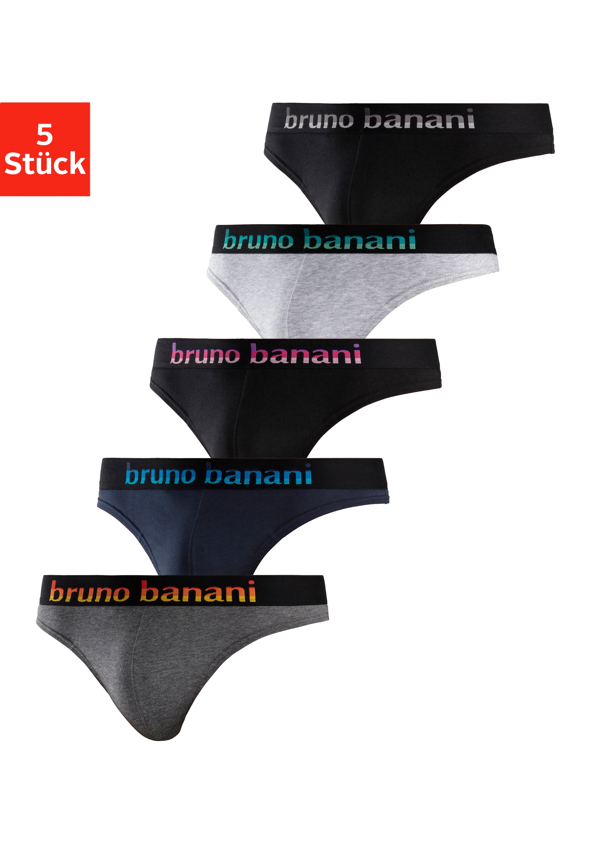 St.), mit String, auf (Packung, Banani Logo versandkostenfrei Streifen 5 Webbund Bruno