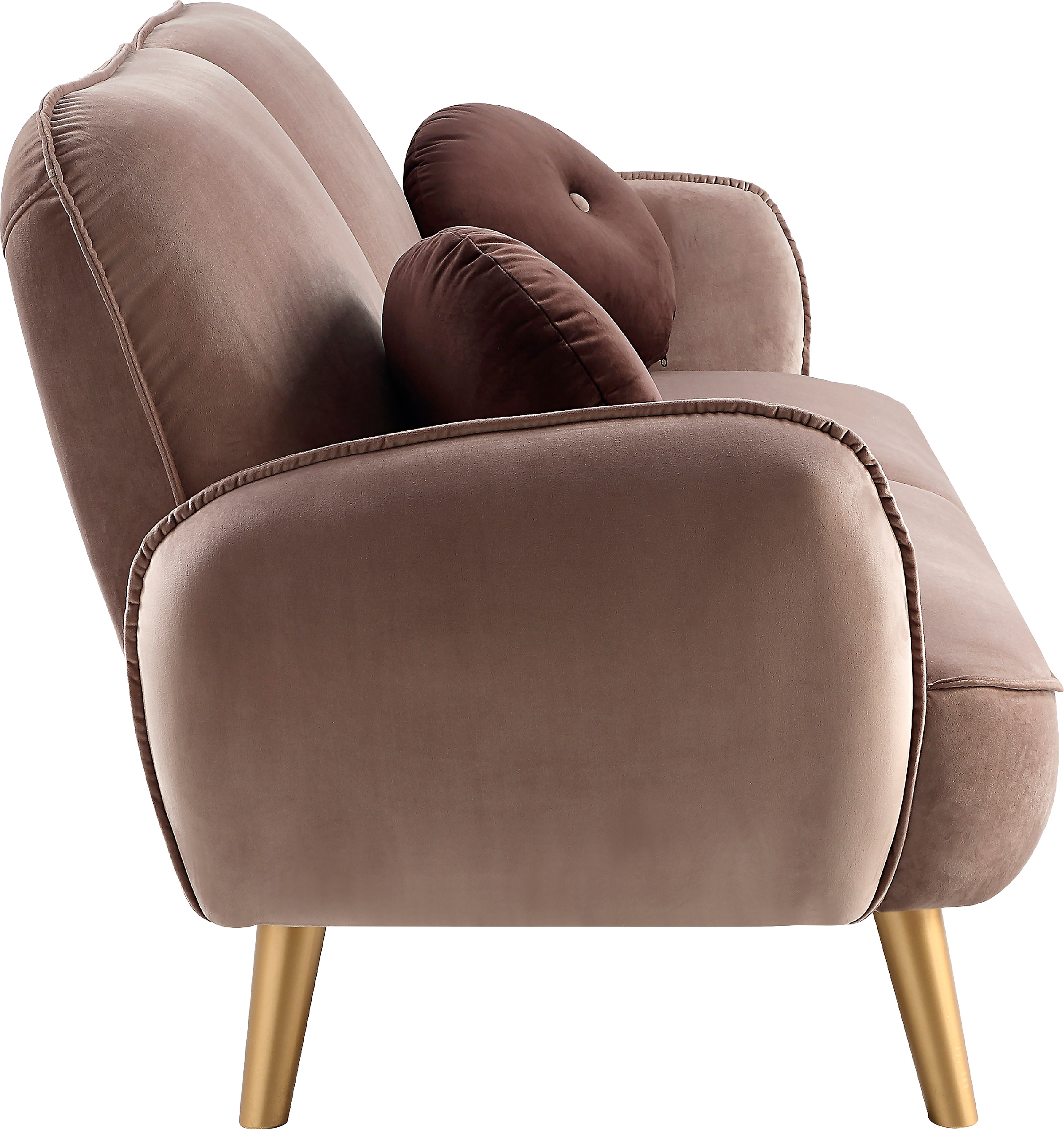 ATLANTIC home collection 3-Sitzer »Ben«, mit Welleunterfederung,inkl. 2 Dekokissen, goldfarbenenen Massivholzfüssen
