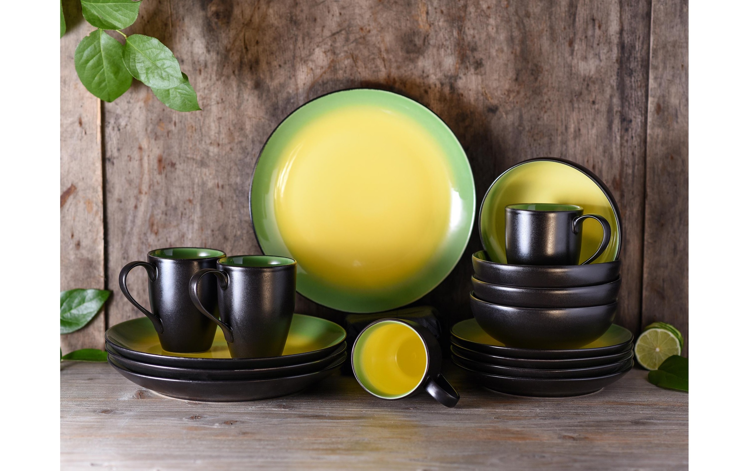 CreaTable Service combiné »Teller-Set Gelb/Grün«