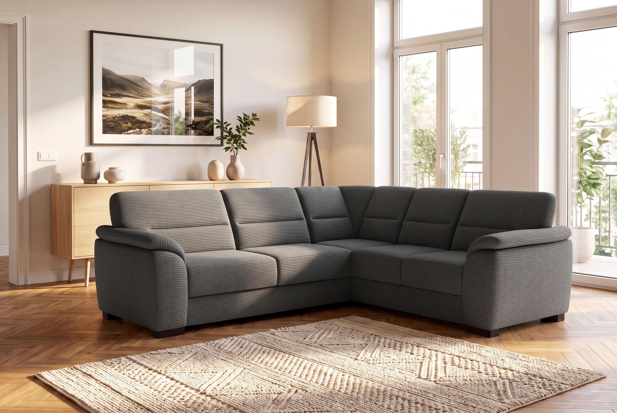 Image of sit&more Ecksofa "Montego L-Form, B: 256 cm, grosse Stoffauswahl, Komfortsitzhöhe 46 cm" mit Schlaffunktion, optional Schubkasten mit Stauraum