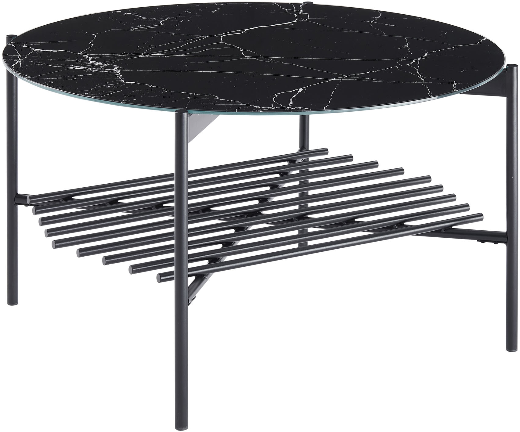 Image of SalesFever Couchtisch "Coffeetable Wohnzimmertisch im minimalistischen Stil" 1 Stk. tlg. Glasplatte in Marmoroptik