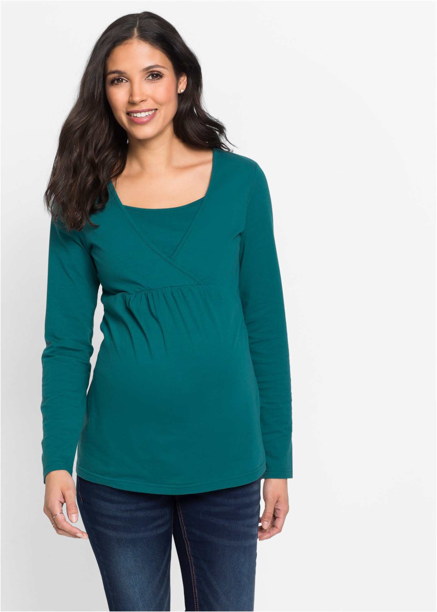 Image of bonprix Stillshirt bequeme Passform, Wickelschnitt, 2-in-1 Umstands- und Stillfunktion