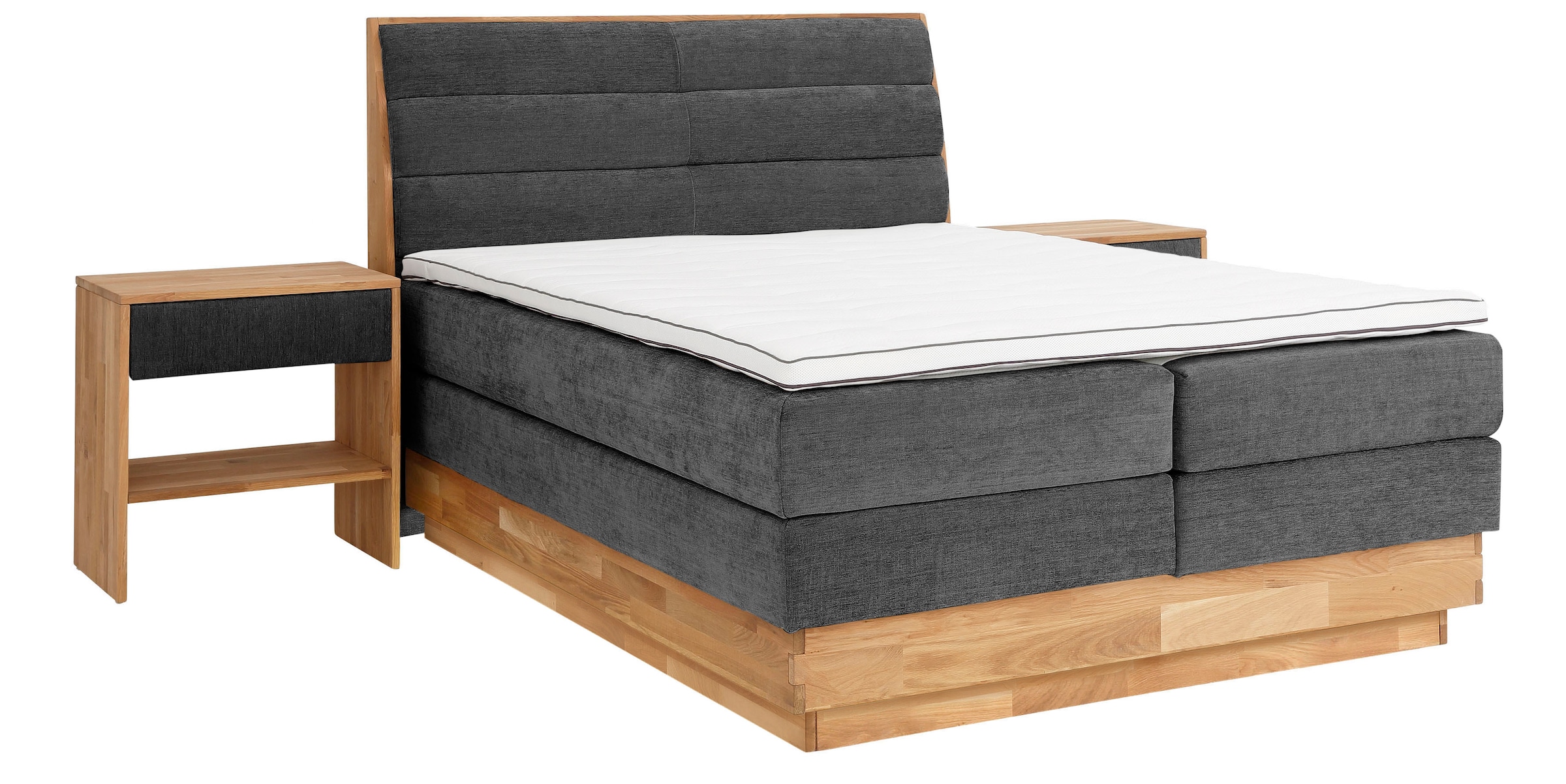 GOODproduct Lit boxspring »Jenna« sans éclairage LED, avec tissus certifiés recyclés