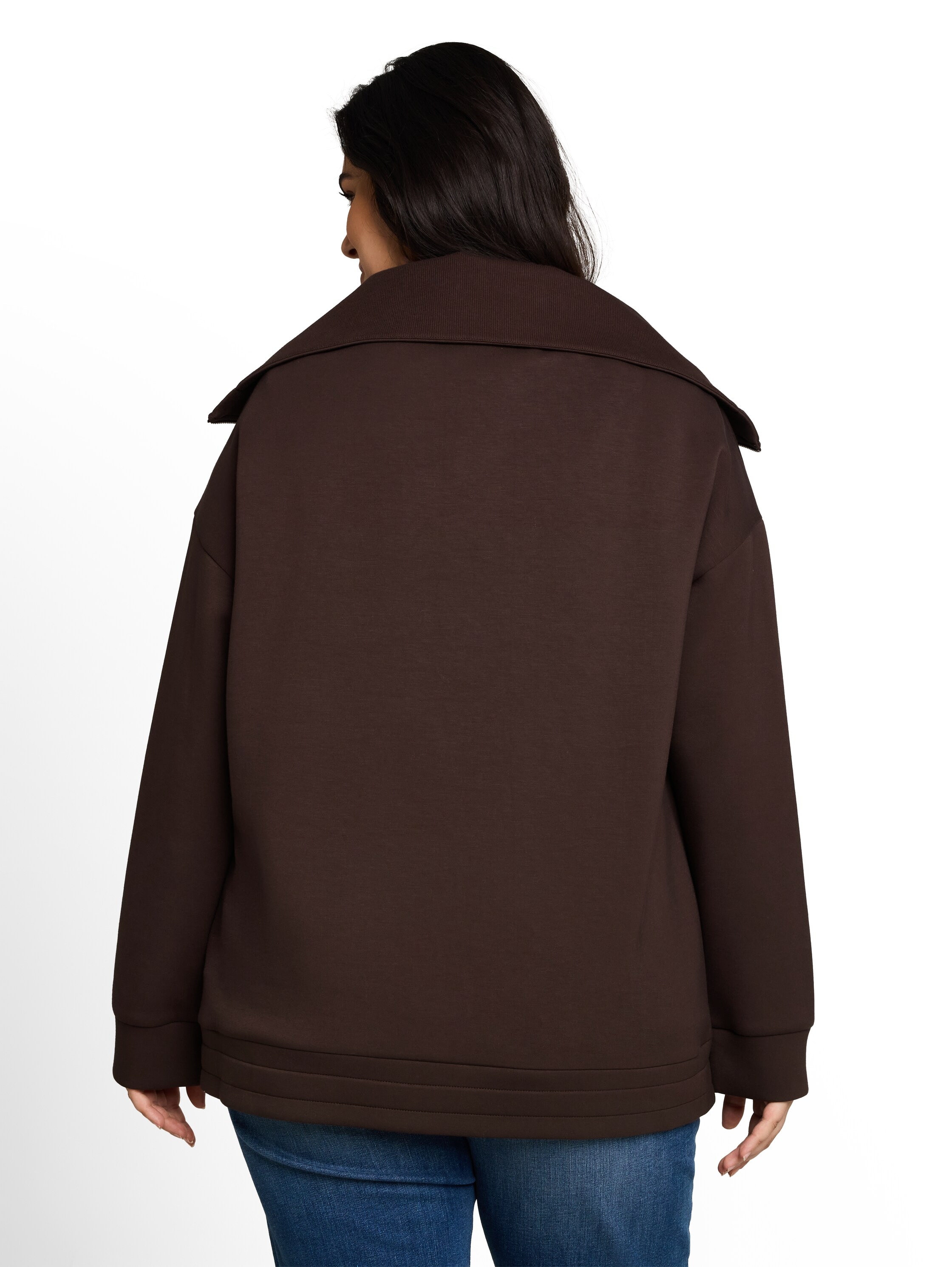 TOM TAILOR PLUS Sweatshirt , mit Troyerkragen und Bindeband am Saum / Stretch / Grosse Grössen
