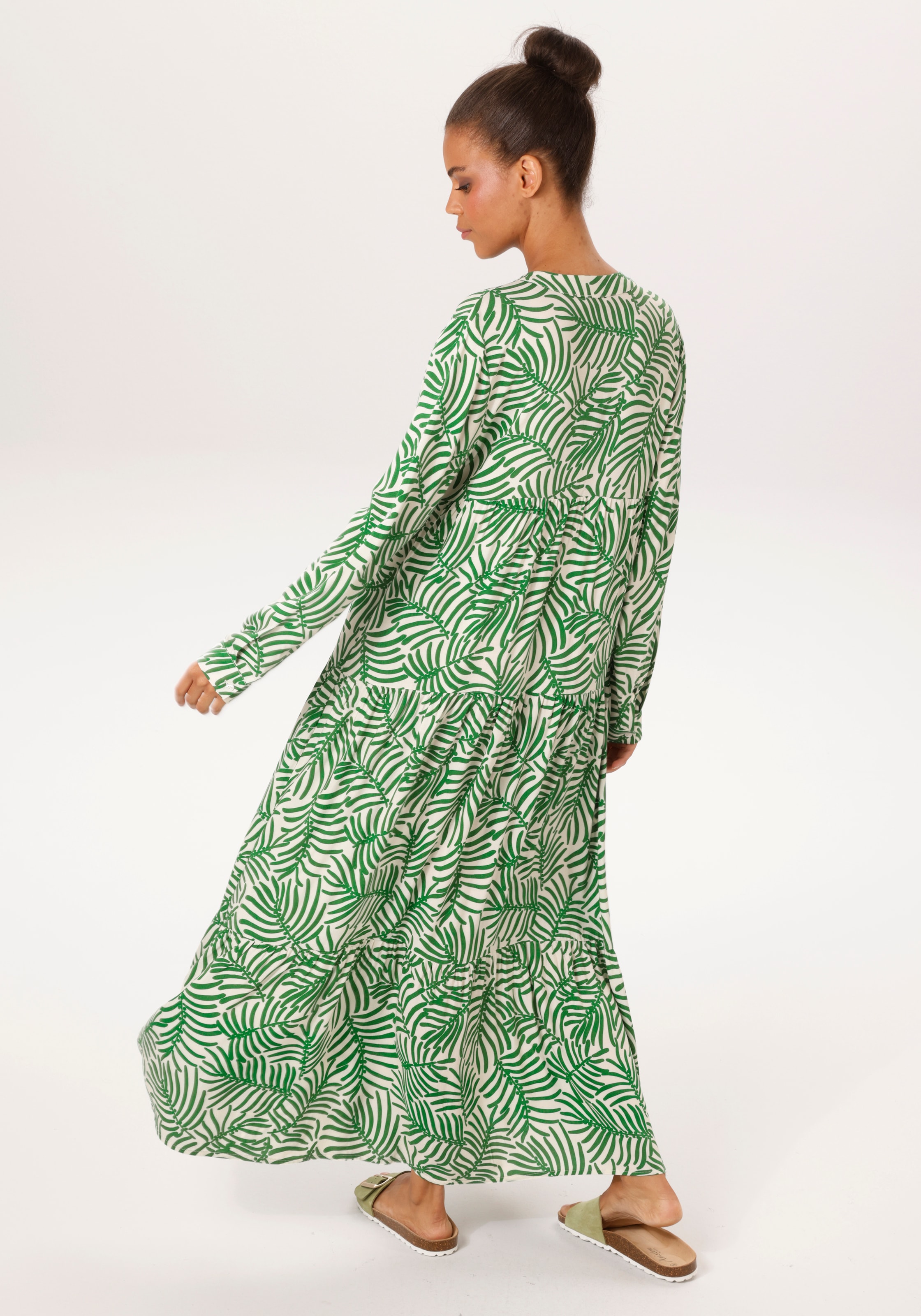 Aniston CASUAL Maxi robe mit grossflächigen, grafischen Blättern bedruckt - NEUE KOLLEKTION