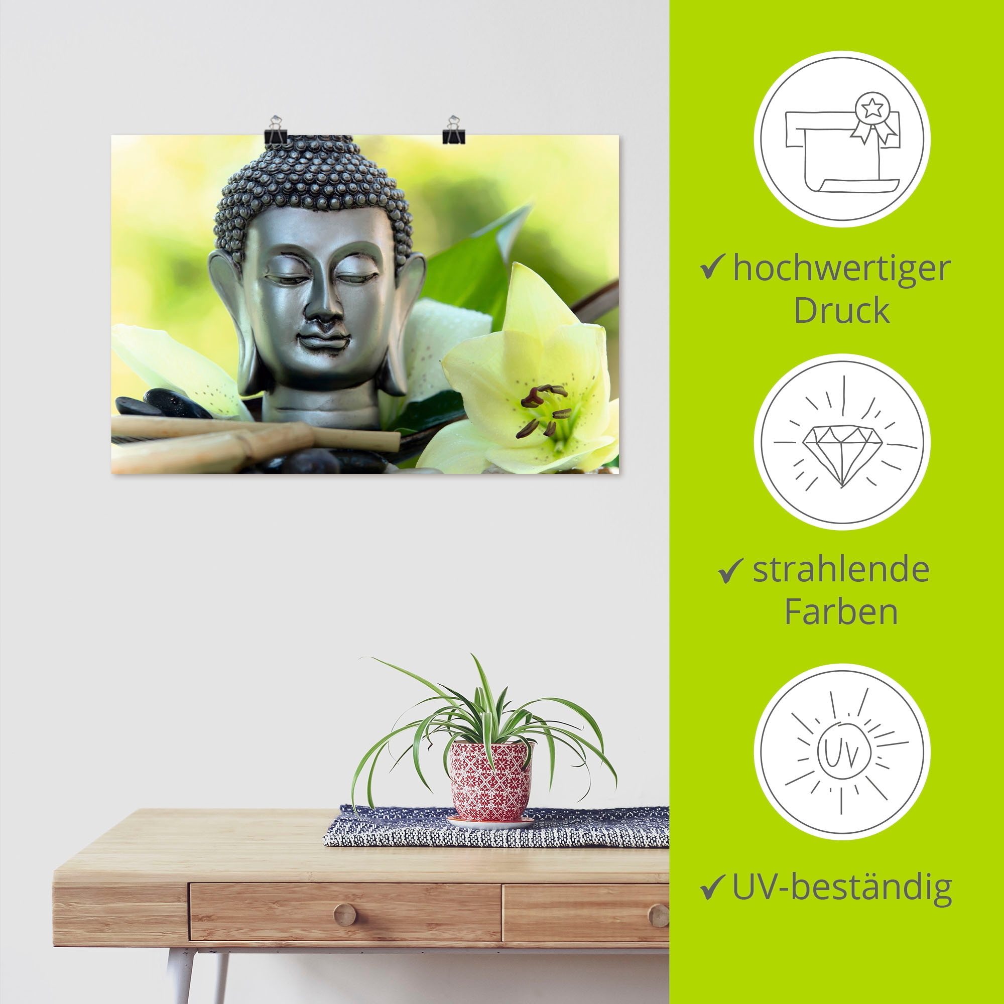 Artland Wandbild »Entspannung und Ruhe mit Buddha« Buddhismus 1 Stk. tlg. als Alubild, Outdoorbild, Leinwandbild, Poster, Wandaufkleber