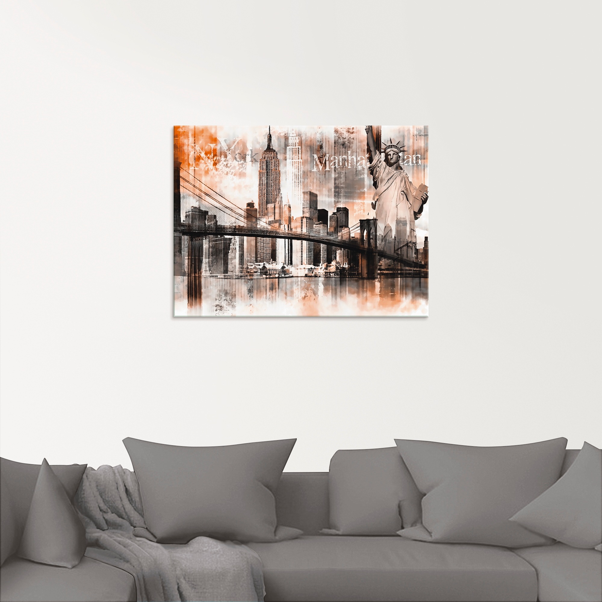 Artland Glasbild »New York Skyline Collage V«, Amerika, (1 St.), in verschiedenen Grössen