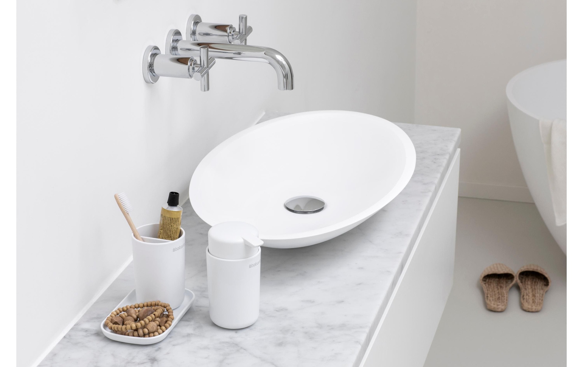 Brabantia Badaccessoire-Set »ReNew mit Zahnputzbecher und Schale Weiss«