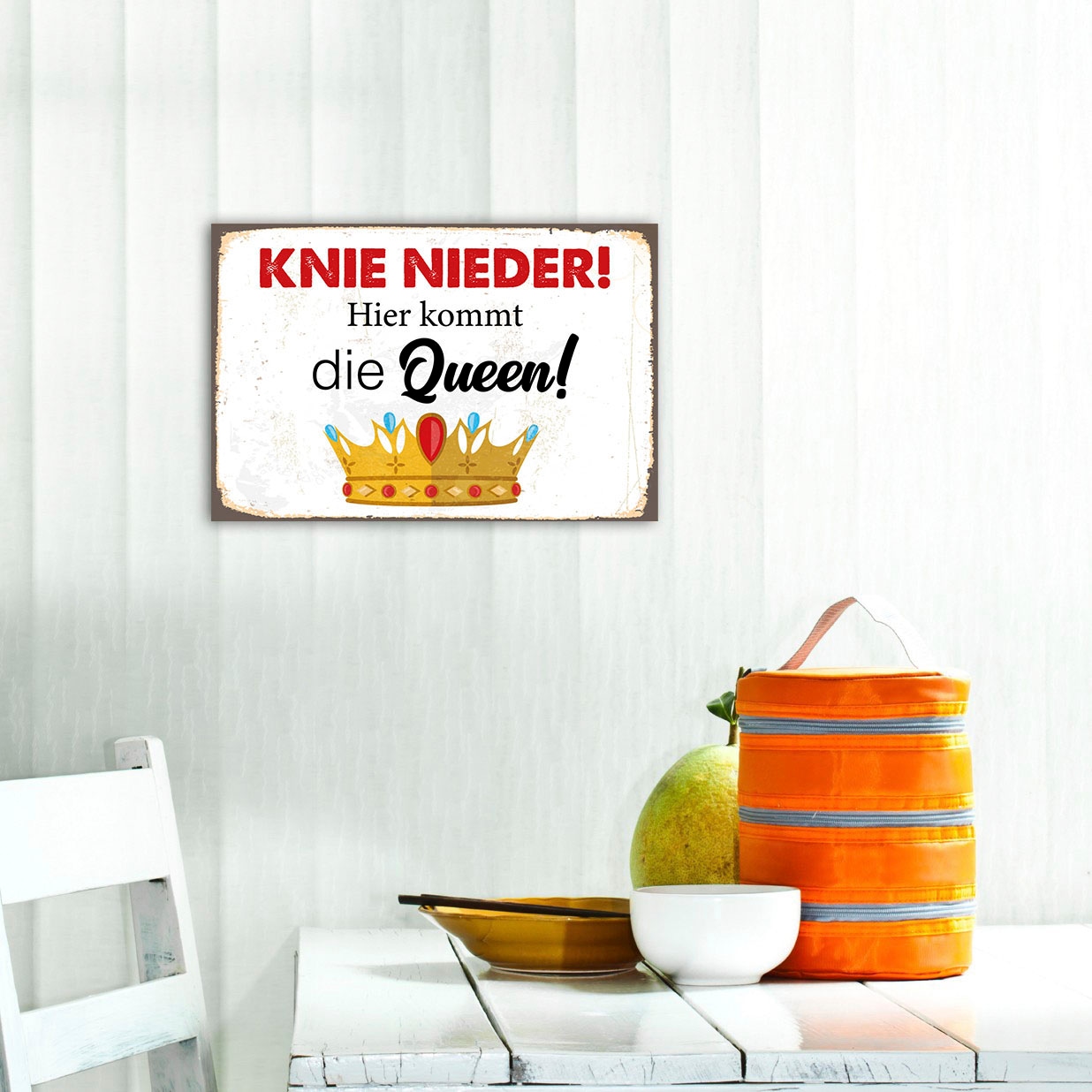 Image of queence Metallbild "Queen" Königinnen Schriftzug Schriftzüge 1 Stk. tlg. Stahlschilder