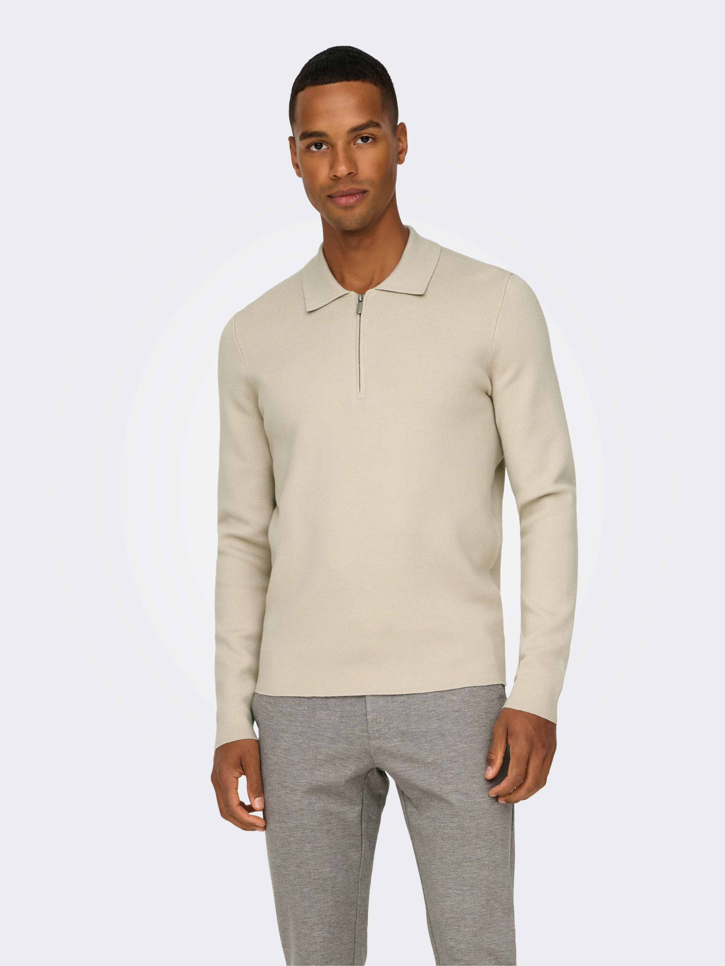 ONLY & SONS Polokragenpullover »ONSCOOPER REG LS 12 HALF ZIP POLO«