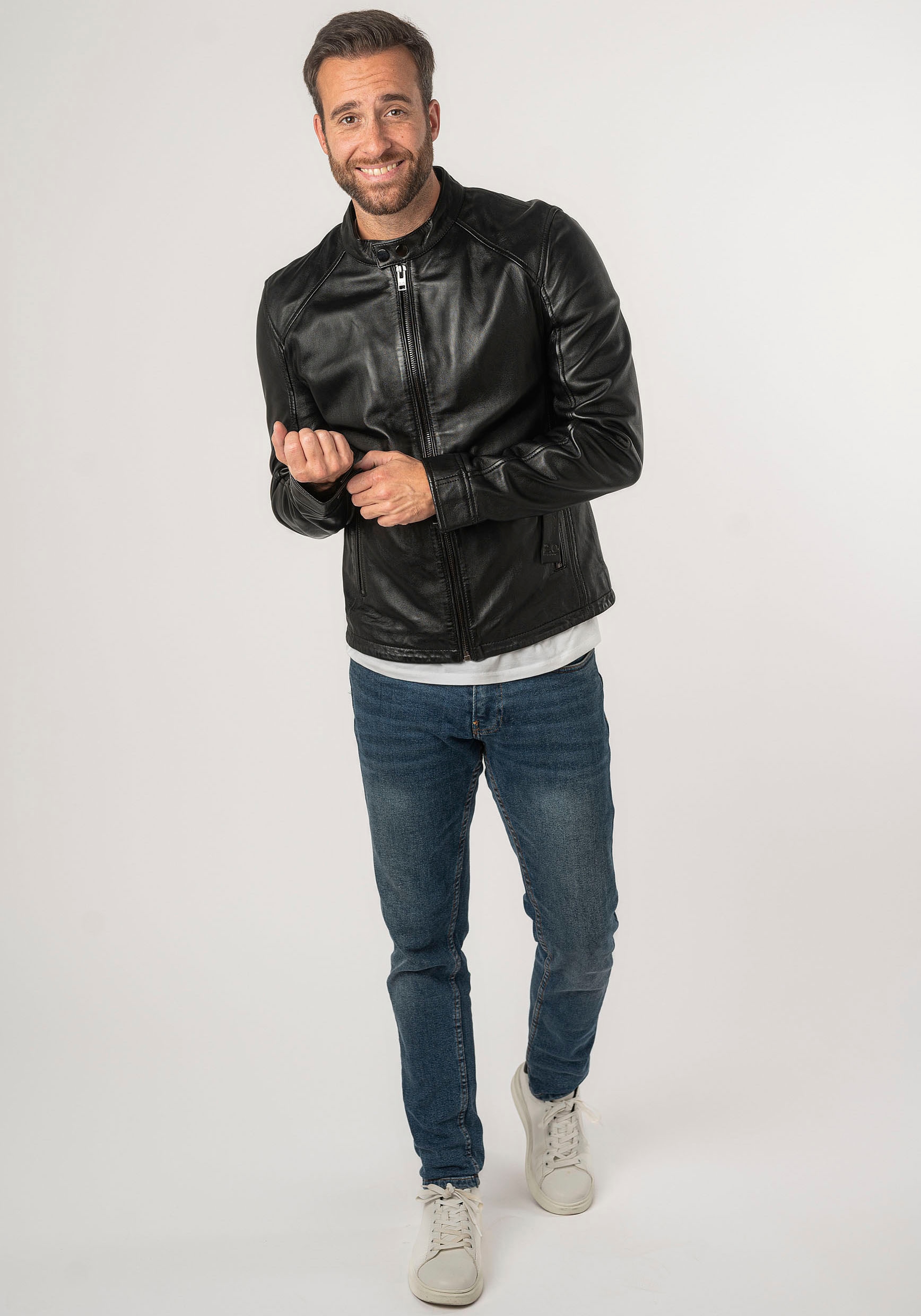 Mauritius Lederjacke »2Mtoji SF«, mit Reissverschluss, Zipperdetail, STehkragen Ziernähte