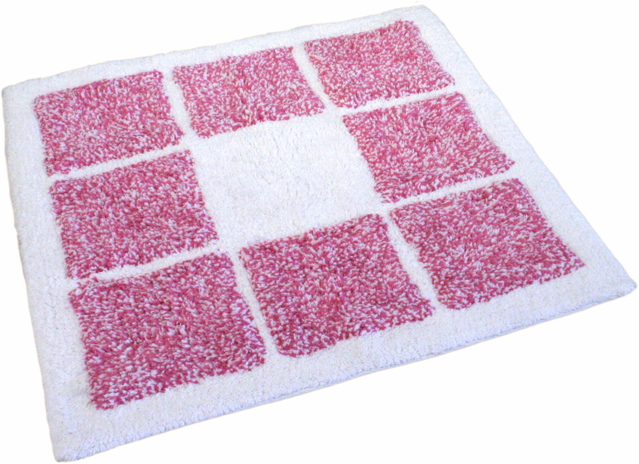 MESANA Badematte »Karo Melange« Höhe 15 mm rutschhemmend beschichtet fussbodenheizungsgeeignet modernes Design, mit Bordüre, rechteckig & quadratisch erhältlich