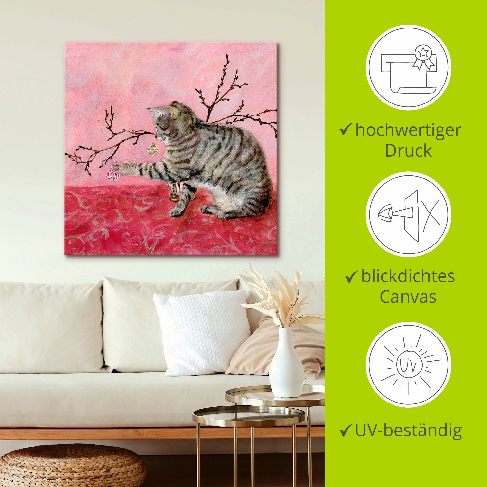 Artland Tableau sur toile »Katzenspiel« Animaux de compagnie 1 cuis tlg. auf Holzrahmen gespannt