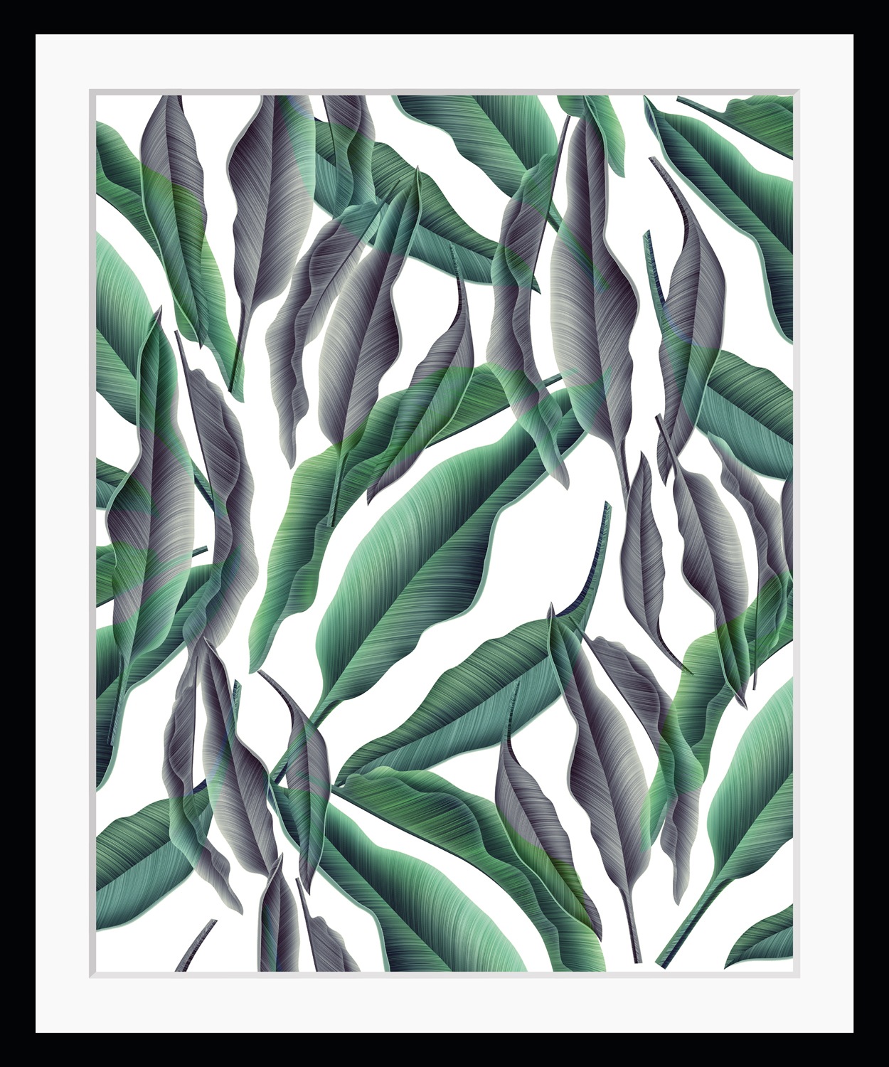 Image of queence Bild "Julia" Blätter Kunst Pflanzen Pflanzenbilder HD Premium Poster-Druck inkl. Holzrahmen