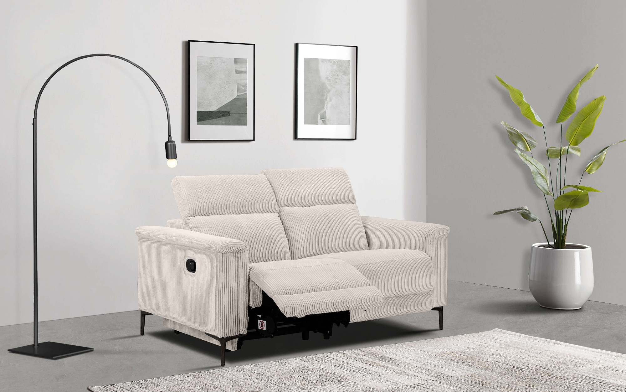 Home affaire 2-places »Lund Cord, 160 cm, manuelle o. elektrische Relaxfunktion« Relaxfunktion, USB-C, Kopfteilverstellung, Breite 160 cm
