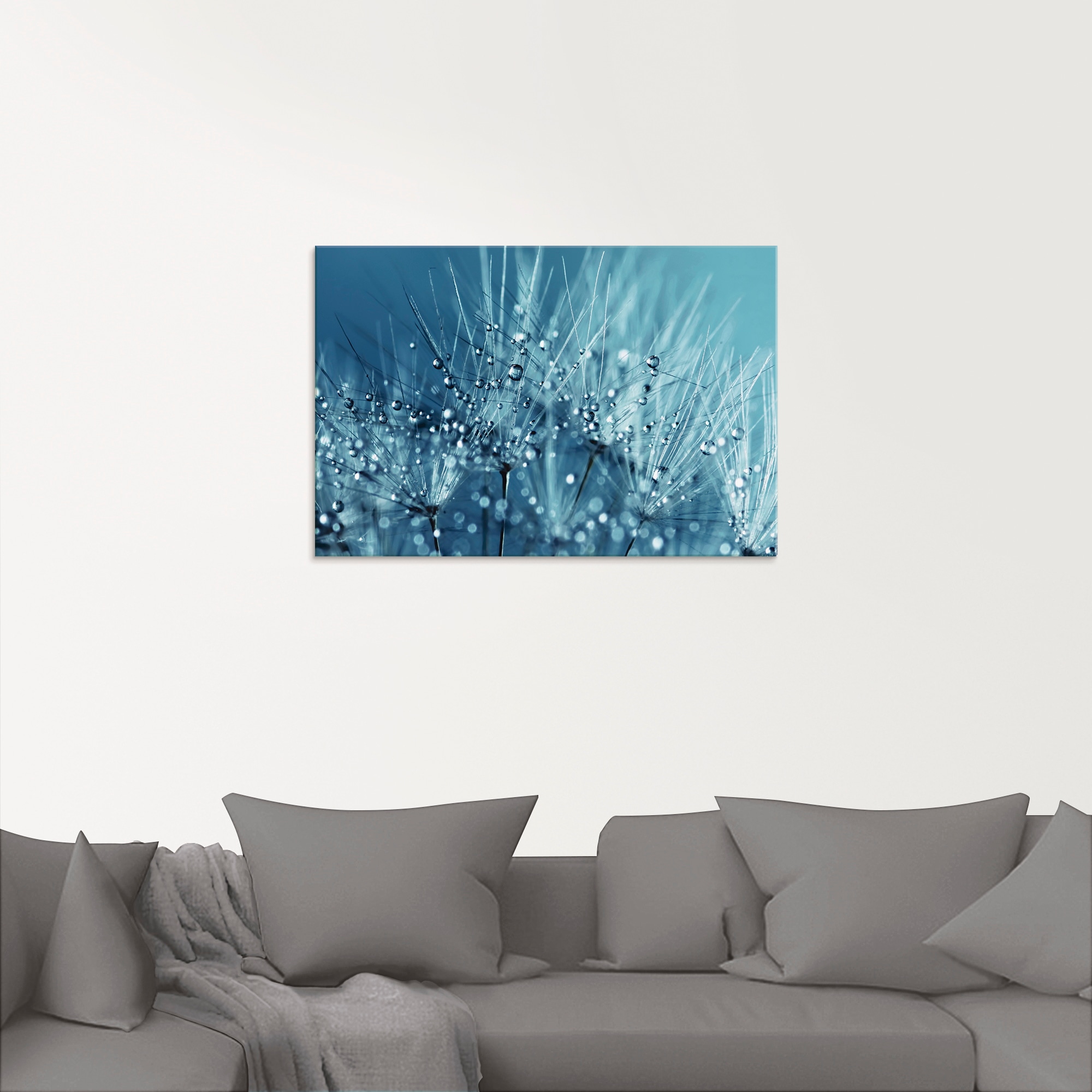 Artland Glasbild »Blaue glitzernde Pusteblume«, Blumen, (1 St.), in verschiedenen Grössen