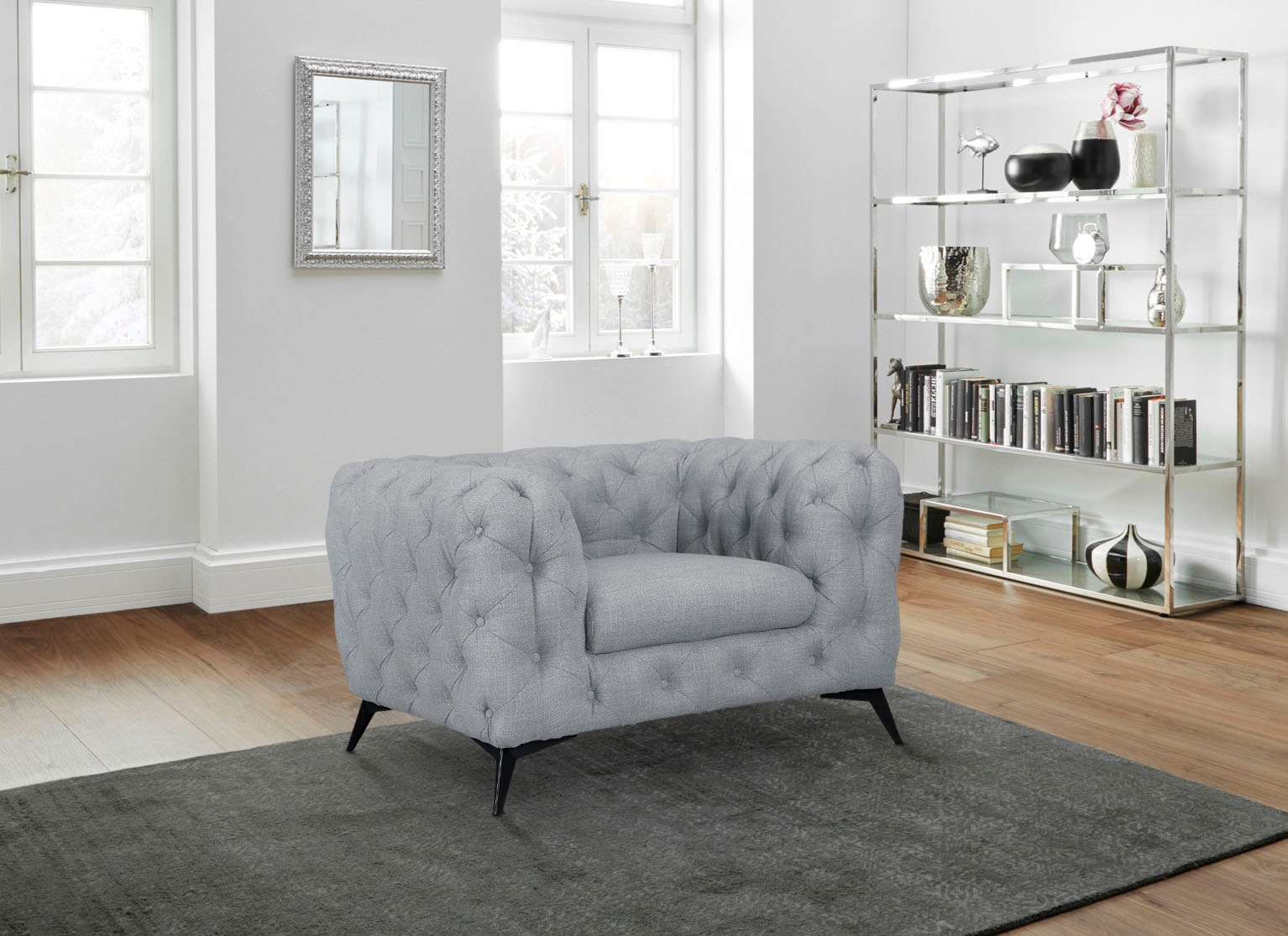 Home affaire Chesterfield-Sessel »Glynis Sessel« aufwändige Knopfheftung, moderne Chesterfield Optik, Fussfarbe wählbar