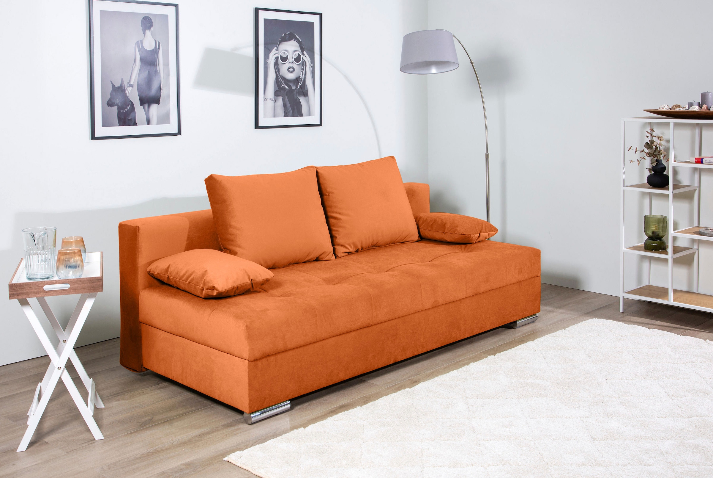 COLLECTION AB Schlafsofa »Tania mit Bettfunktion und Bettkasten« komfortabler Sitzkomfort: Federkern-Polsterung, inklusive Rückenkissen