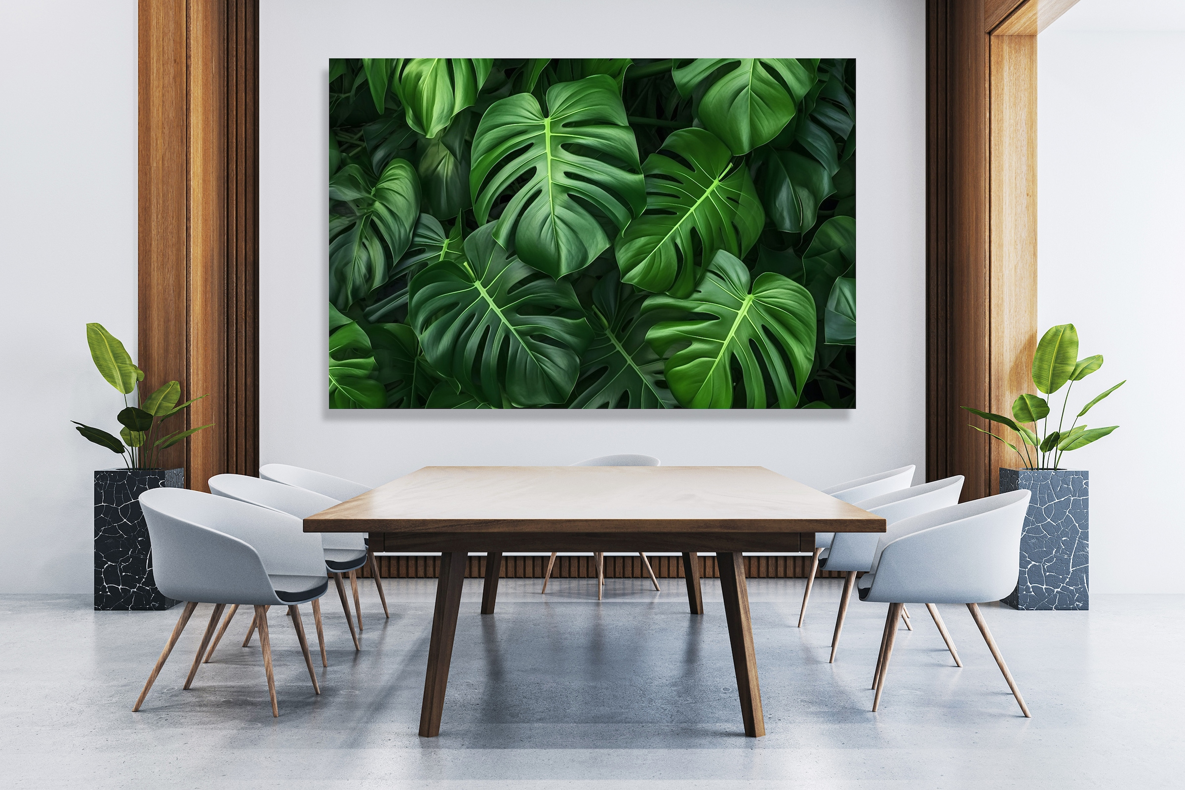 Image of queence XXL-Wandbild "Akustikbild Monstera Blätter Pflanze" Blätter Blätterbilder Natur Pflanzen Pflanzenbilder 1 Stk. tlg. Einfache Akustiklösung ohne Baumassnahme, Schalldämmung, Paneele