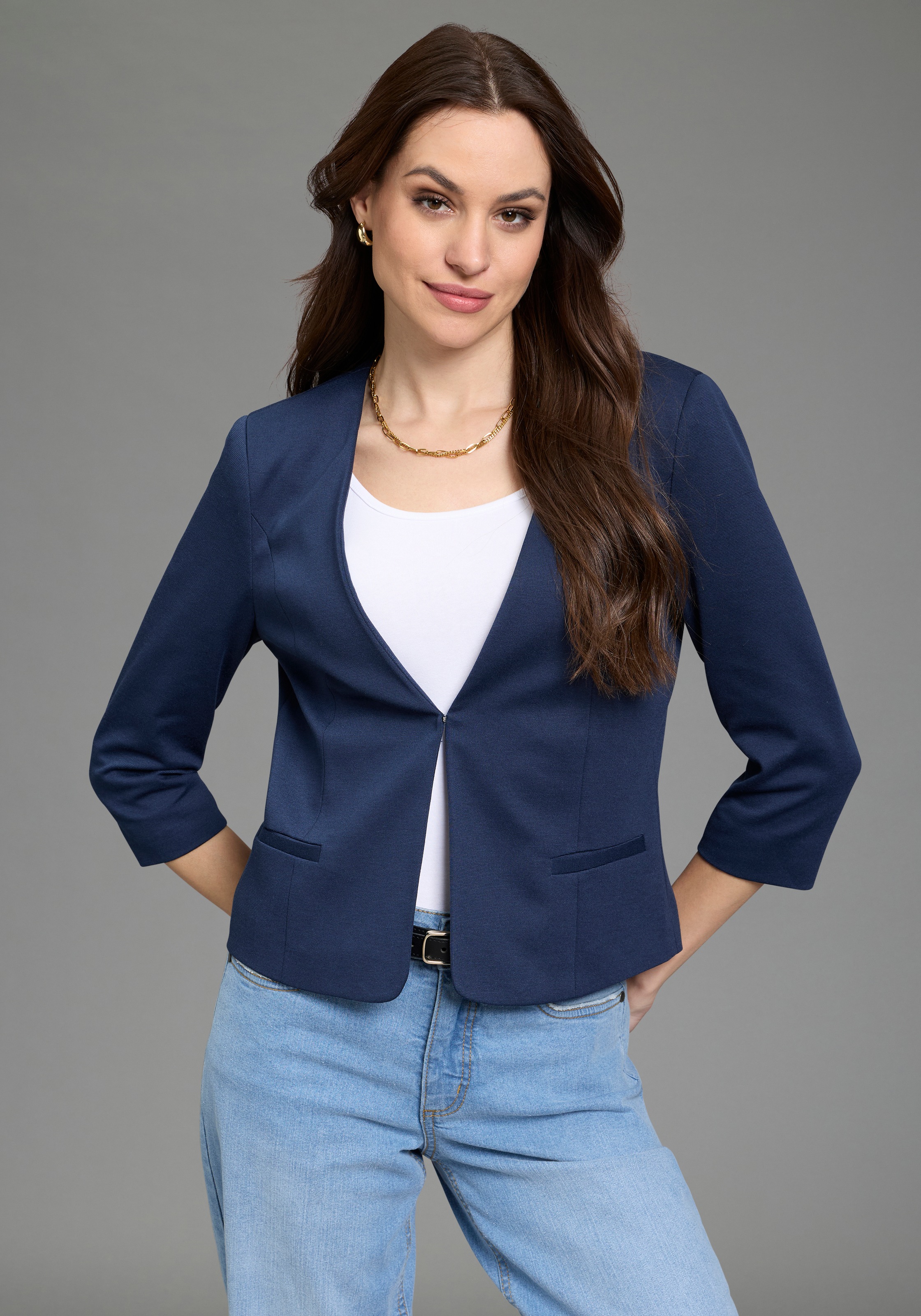 Image of Laura Scott Kurzblazer aus elastischer Jerseyware, mit Hakenverschluss