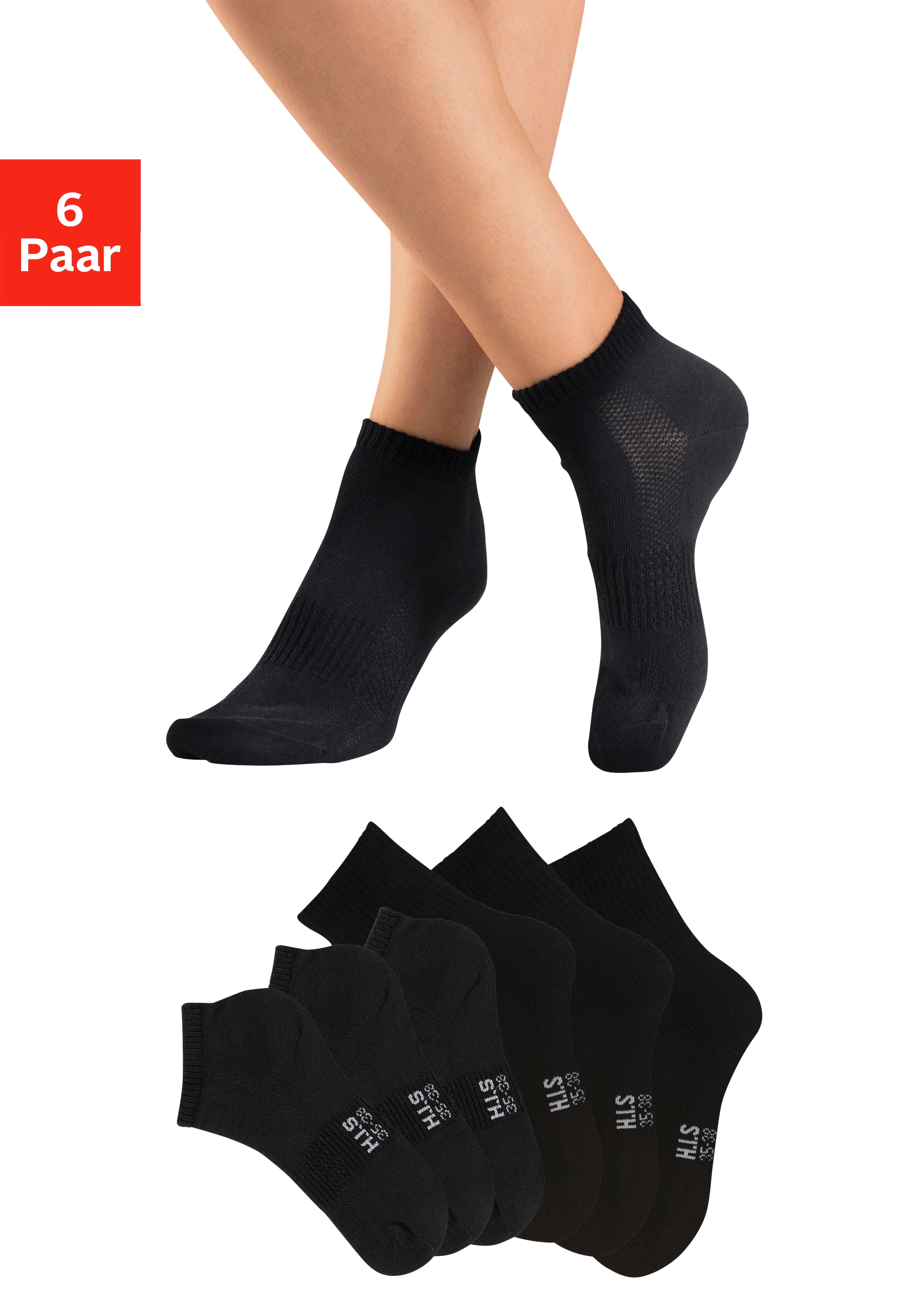 Image of H.I.S Sportsocken Packung, 6 Stk. tlg. Fitness Pack mit zwei Längen in einer Packung