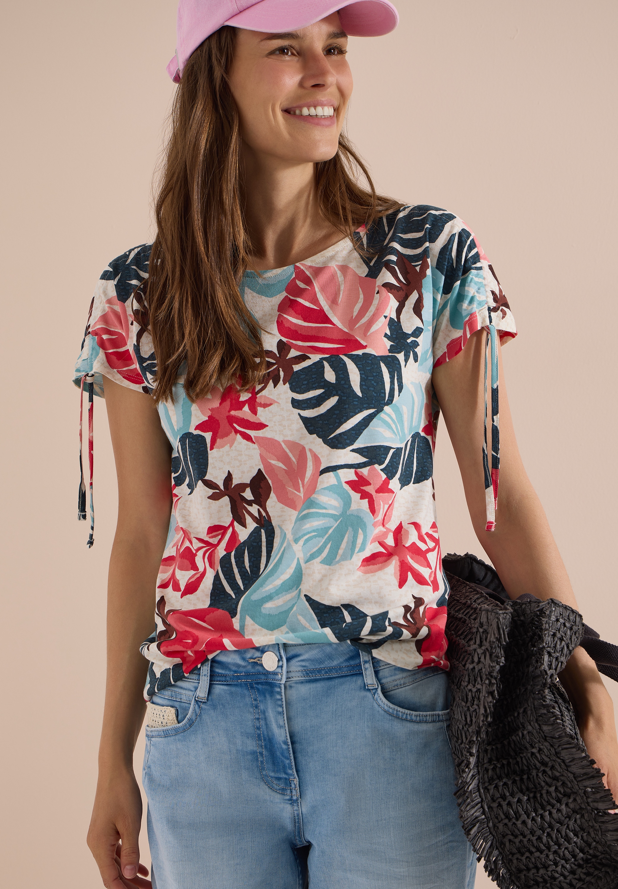 Cecil Print-Shirt Sommershirt, bedruckt, mit Modal, Rundhalsausschnitt