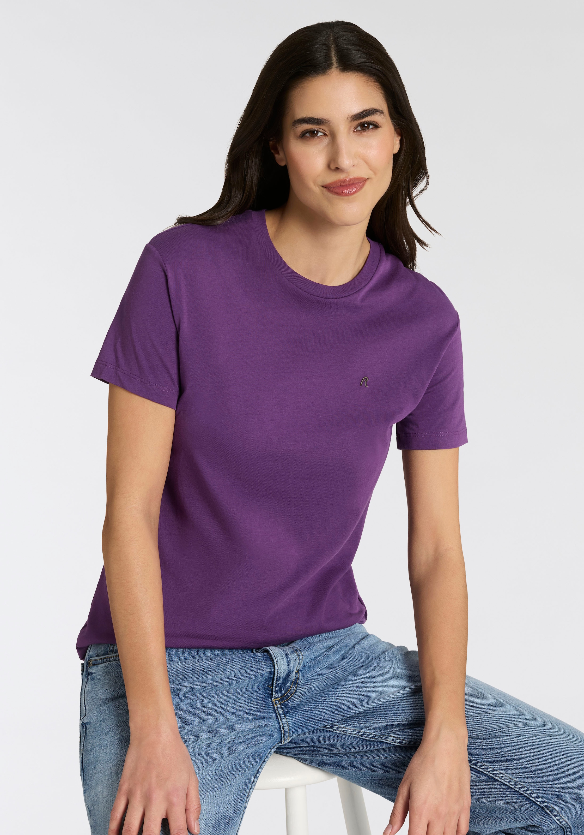 Replay T-shirt avec col rond, pur coton