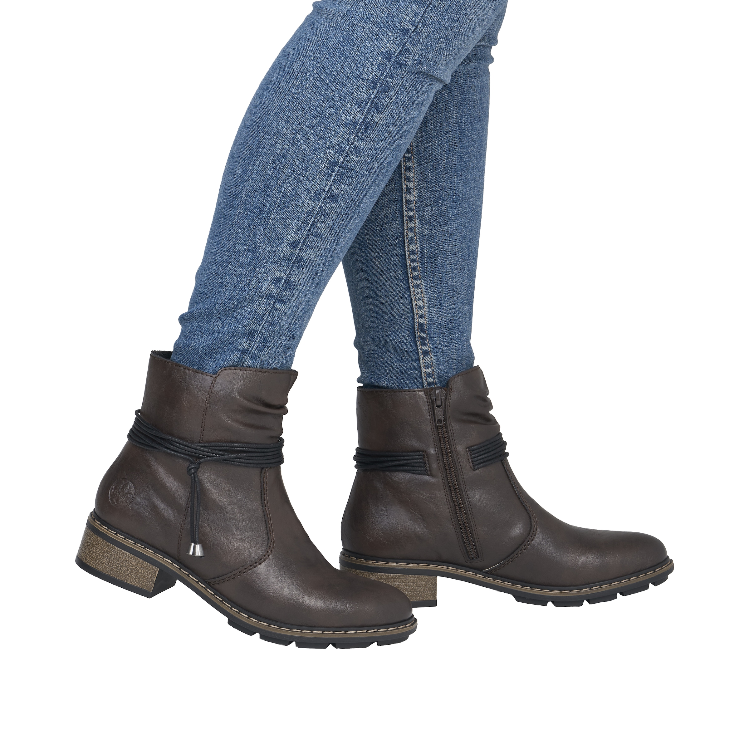 Rieker Winterstiefelette  Reissverschluss-Boots mit Zierkordel und slouchy Schaft