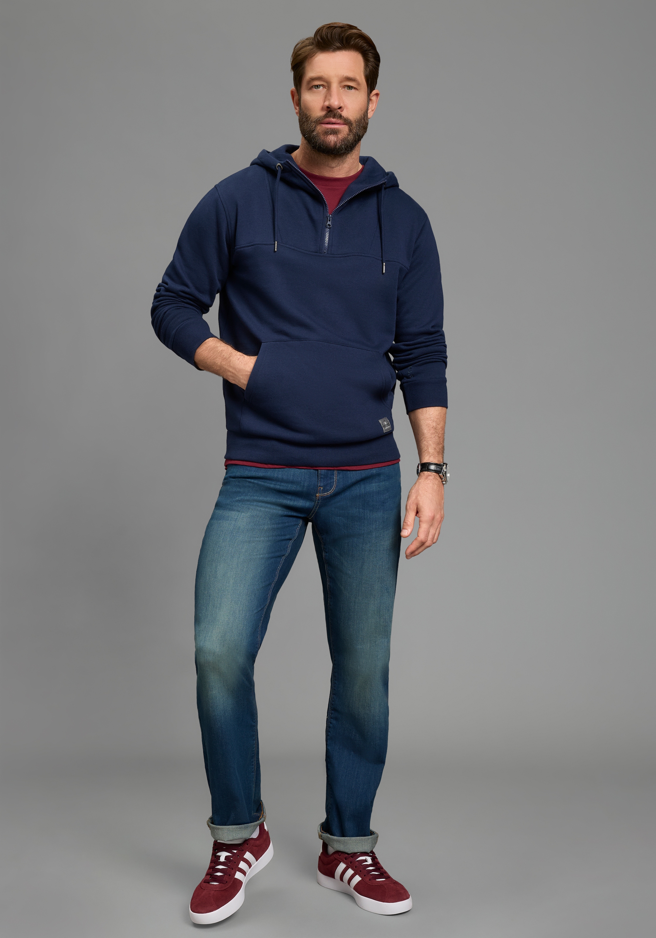 H.I.S Kapuzensweatshirt , mit Kapuze und Kordelzug, mit Reissverschluss, Regular Fit
