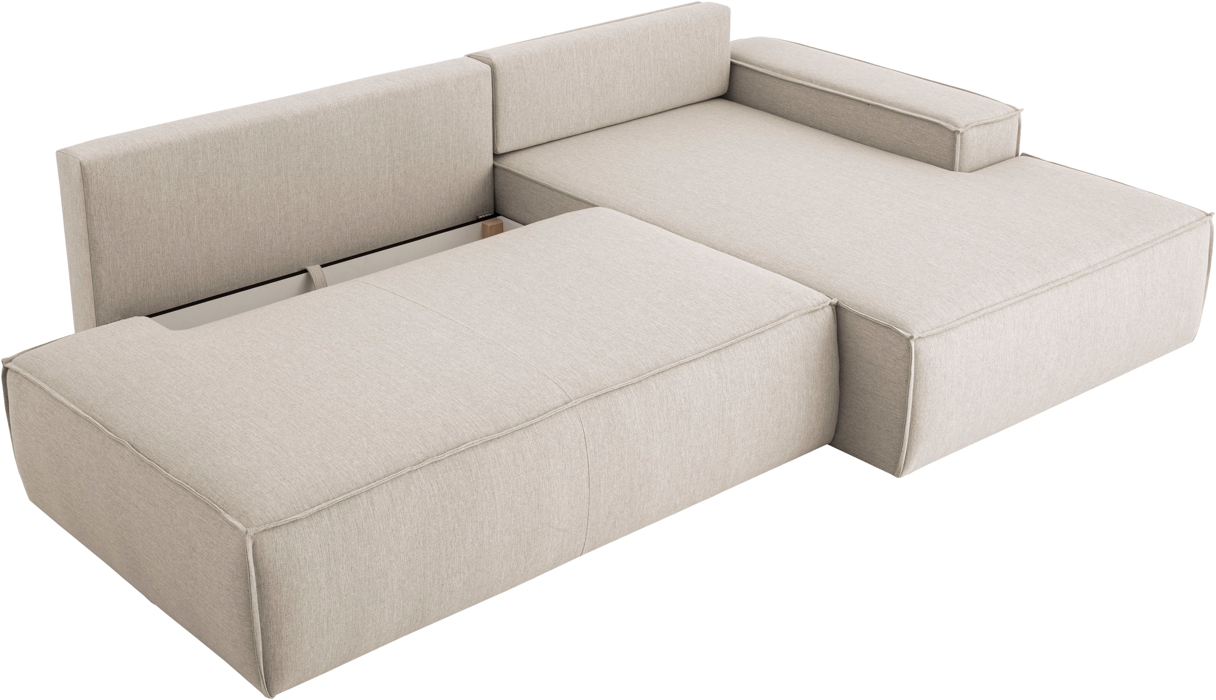 Home affaire Ecksofa »SHERWOOD,  Schlafsofa in L-Form offen (275cm), Cord, Leinenoptik« Schlaffunktion und Bettkasten, Kedernaht, hoher Sitz- & Liegekomfort,