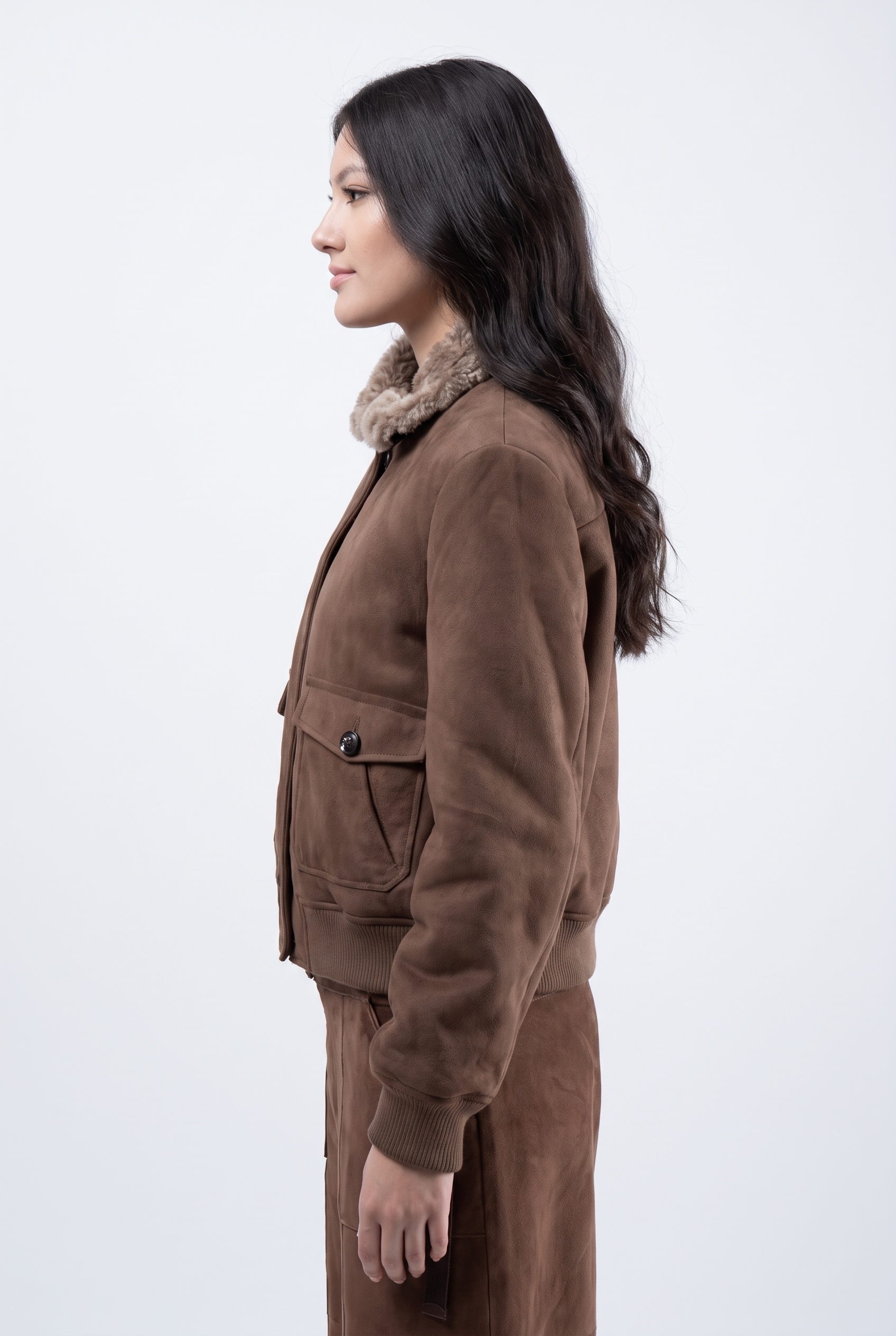 Zhrill Blazer court »BINE« Blouson en velours avec col teddy / fermeture éclair