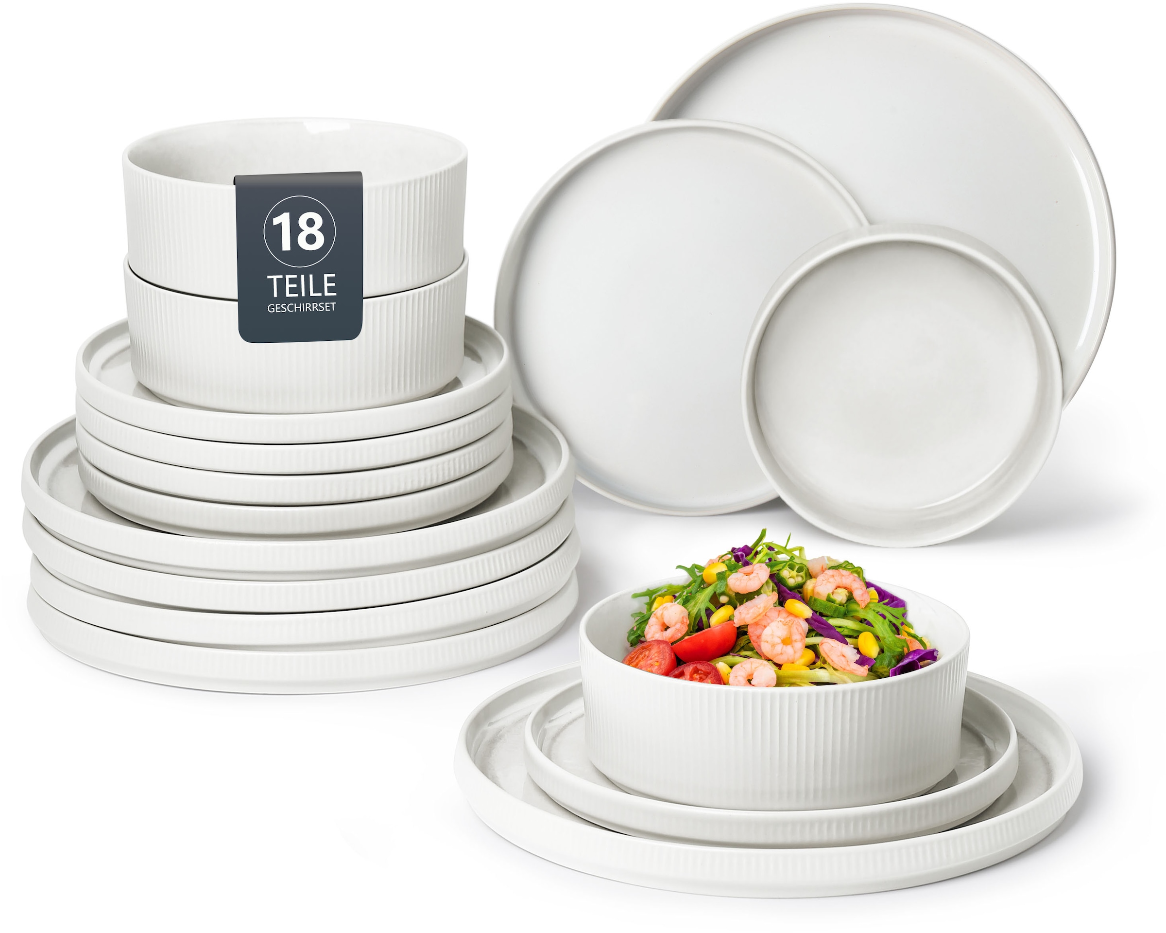 GOODproduct Geschirr-Set »Ylvii, aussen matt, innen reaktiv glasiert« spülmaschinenfest und mikrowellengeeignet