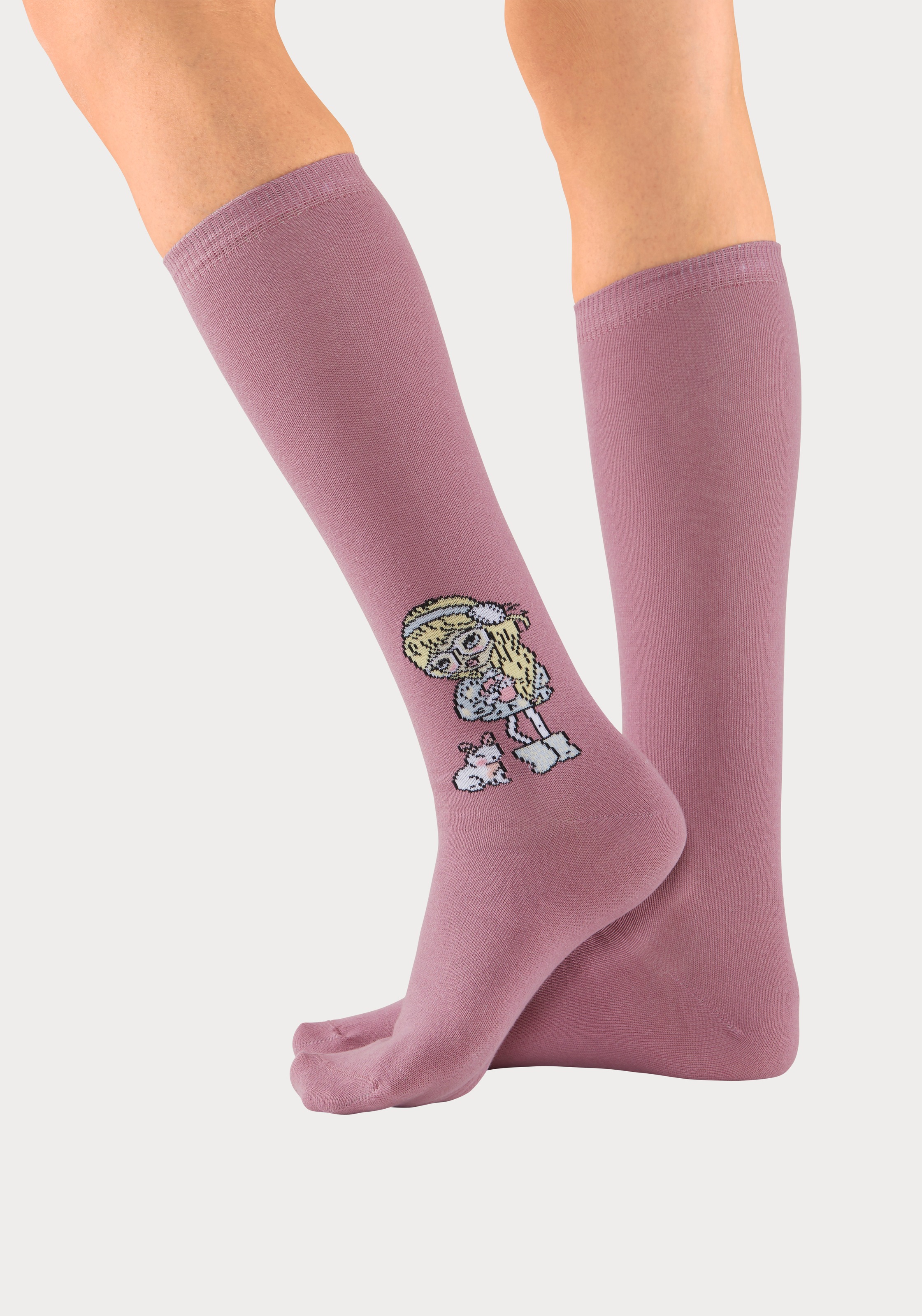 H.I.S Kniestrümpfe, (Packung, 5 Paar), mit eingestricktem Motiv