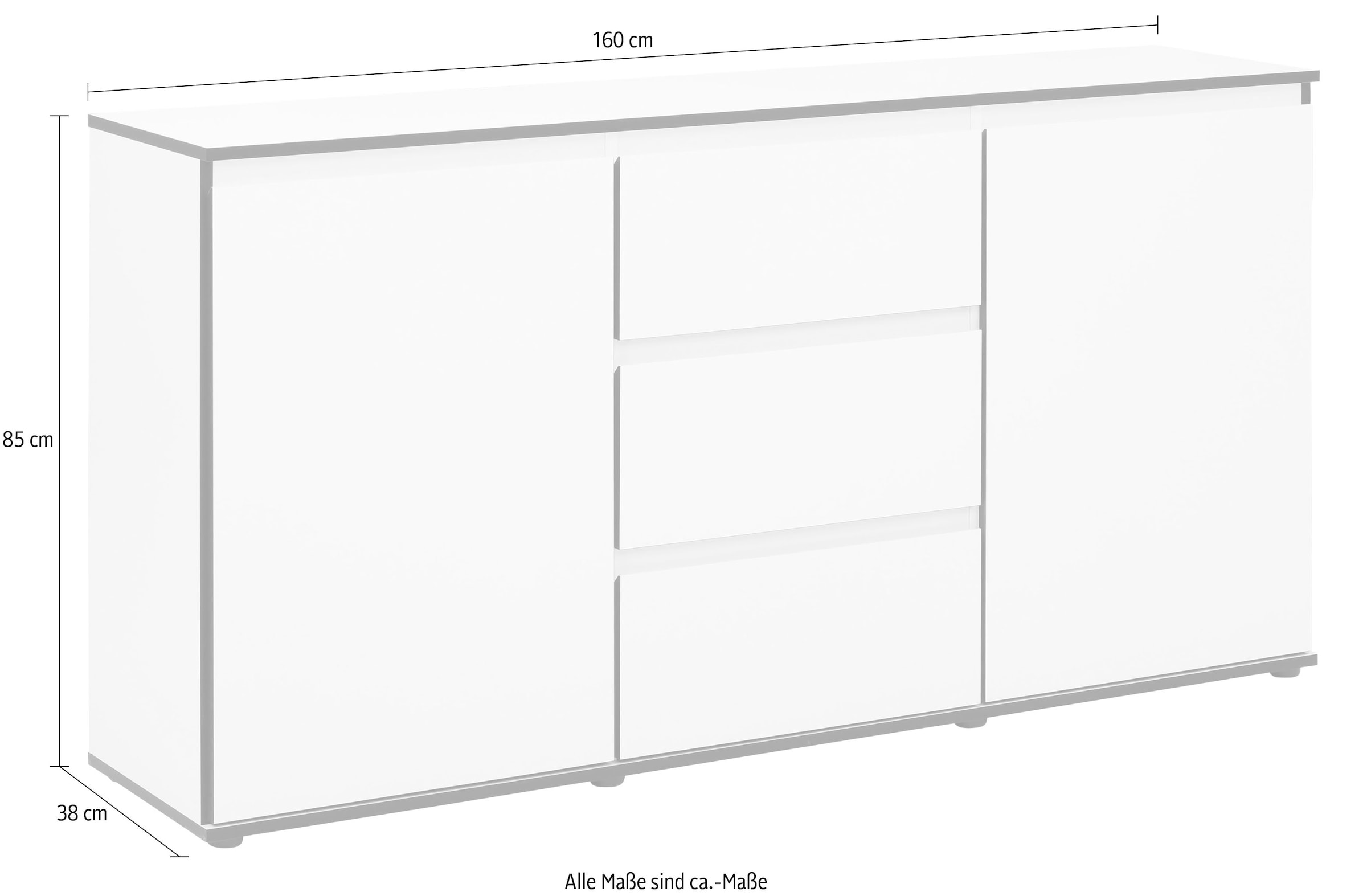 HELA Sideboard »Ariana« mit angeschrägten Griffmulden, Breite 160 cm